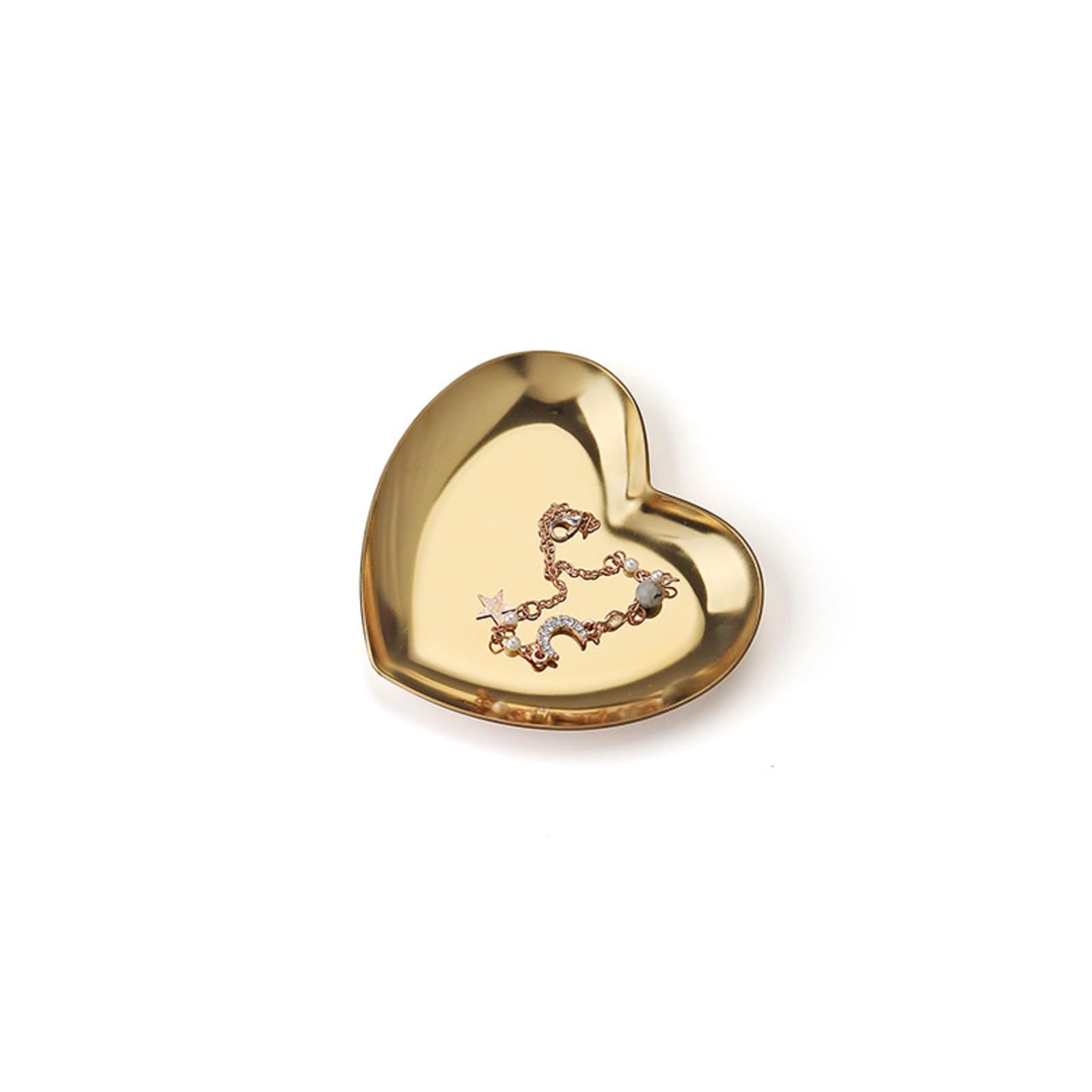 Stainless Steel Jewelry Tray - Heart Shaped Organizer for Rings, Earrings & Necklaces | Perfect for Vanity, Gift & Travel