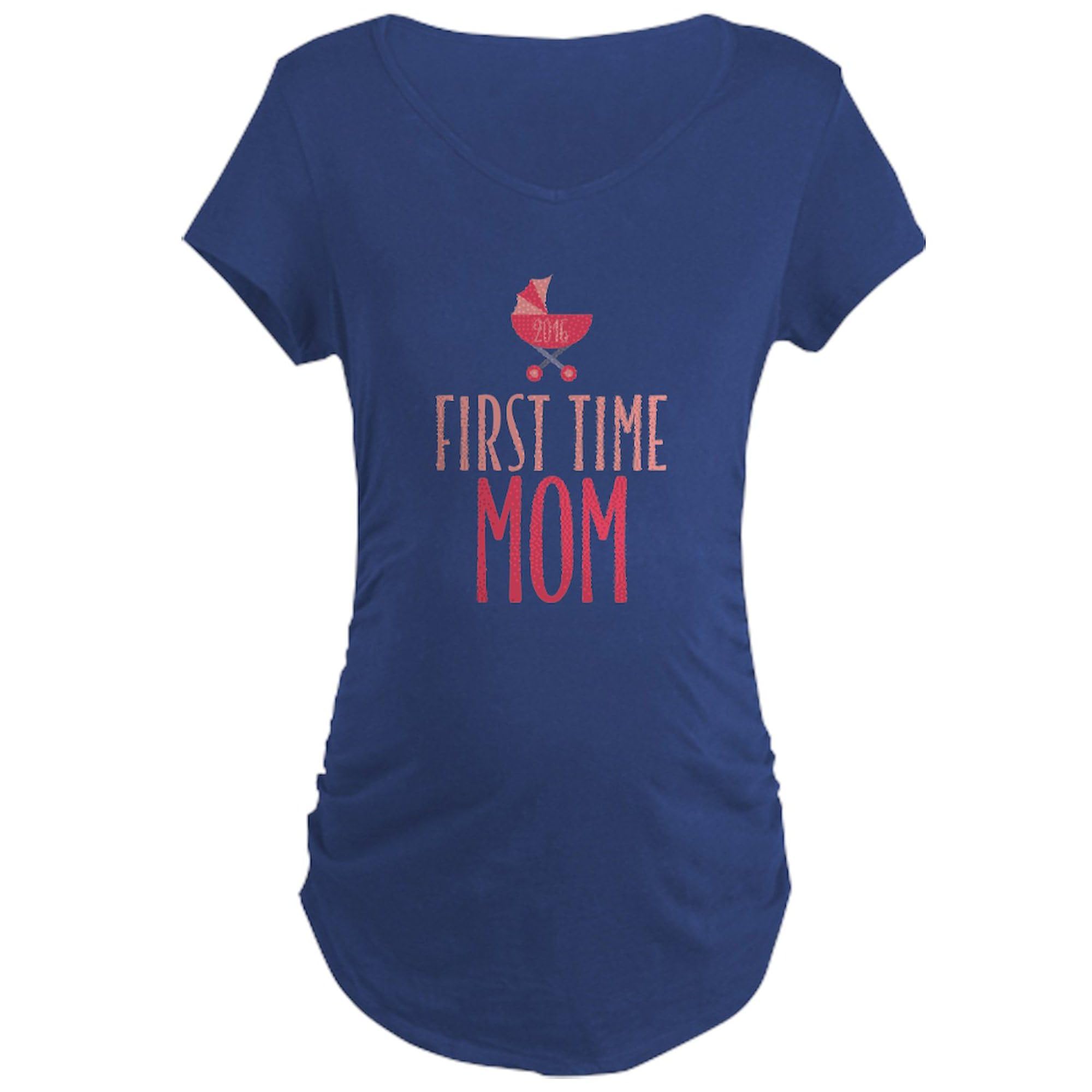 First Time Mom Pink Maternity T-Shirt - Women's Ruched Side Pregnancy Tee for Expecting Mothers | Perfect for Baby Showers, Maternity Photos & Pregnancy Announcements