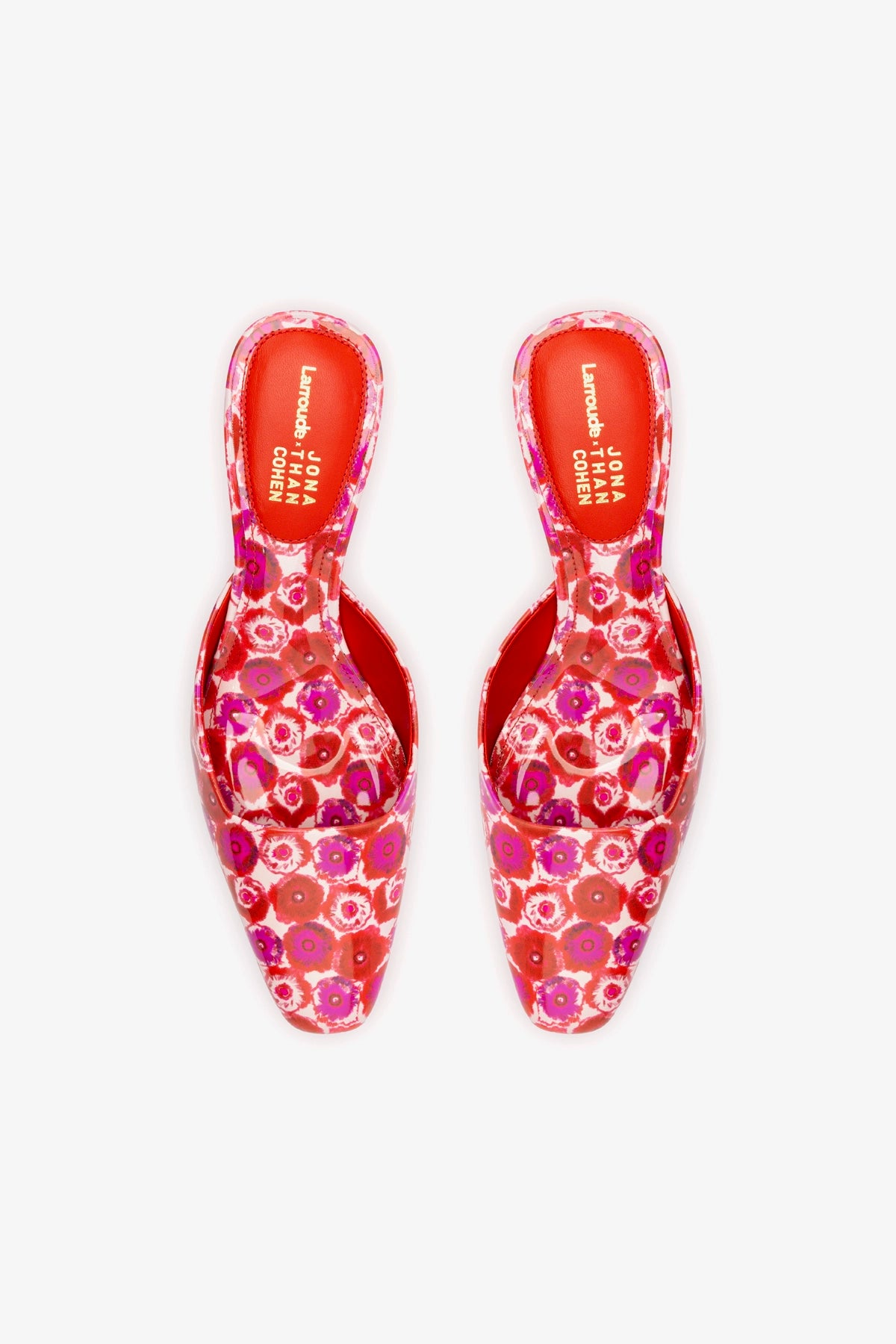 Larroudé x Jonathan Cohen Amal Mule - Red Abstract Printed Patent Leather Women's Shoes | Fashionable & Comfortable for Parties, Weddings & Special Occasions
