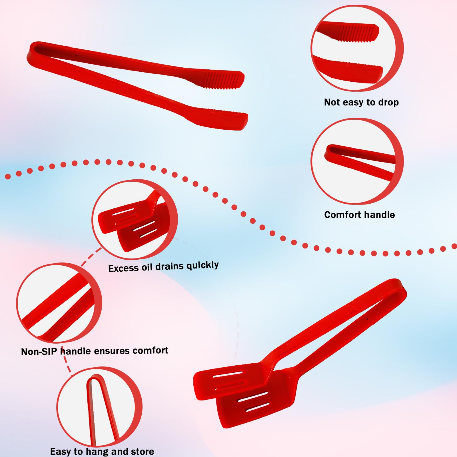2Pcs Silicone Kitchen Tongs - Heat Resistant Stainless Steel Grill Tongs with Non-Slip Silicone Tips for BBQ, Flipping Fish, Steak & Cooking - Perfect for Grilling, Frying, Serving & Kitchen Use