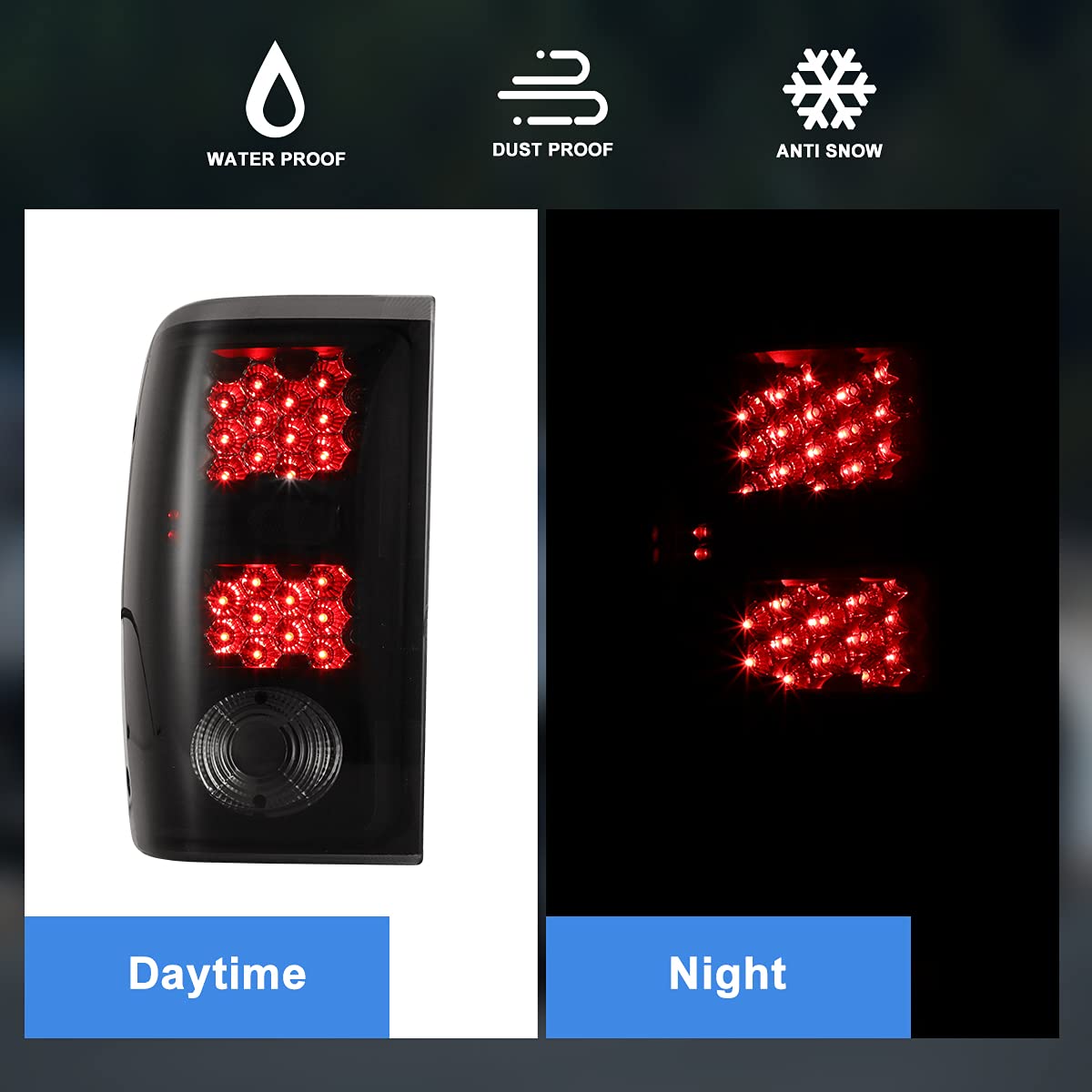 Nixon Offroad LED Tail Lights for Ford Ranger 2001-2005 - Matte Black Housing Smoke Lens Replacement Tail Lamps Assembly - Perfect for Off-Roading & Night Driving
