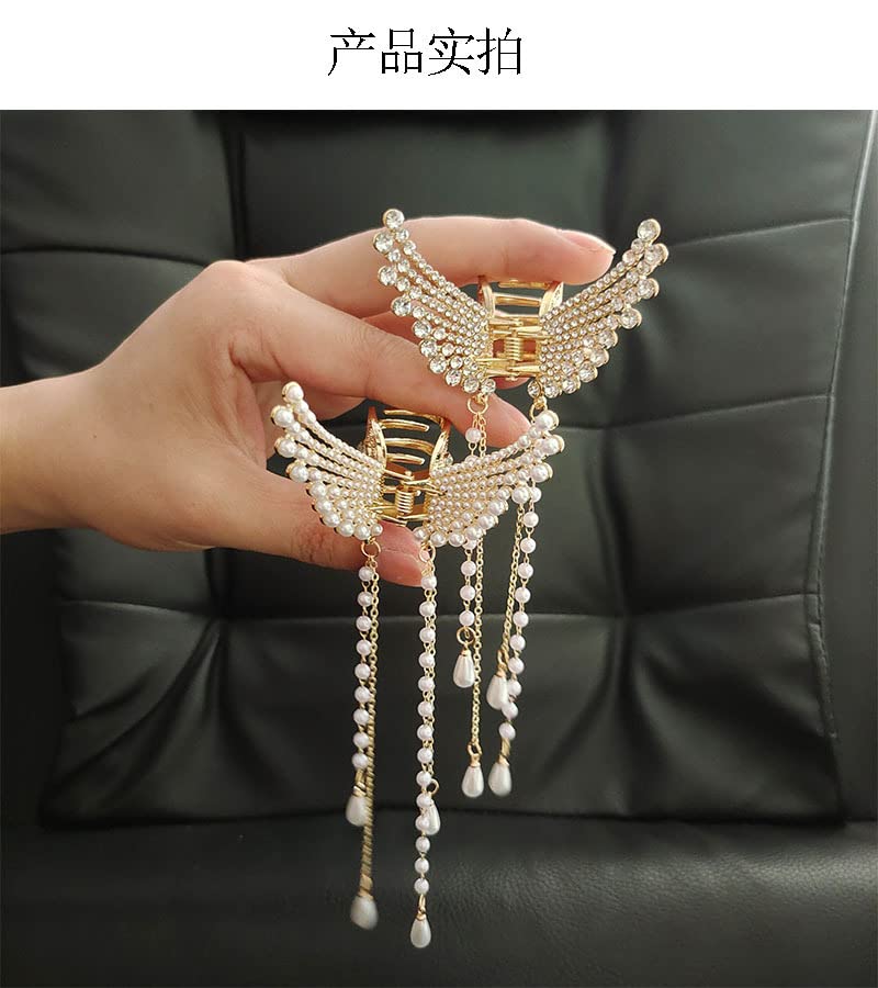TOPPROSPER Rhinestone Crystal Pearl Butterfly Hair Clips for Women - Elegant Tassel Hairpins for Parties, Weddings & Special Occasions - Shiny Hair Accessories Gift Set for Birthday, Bridal & Prom