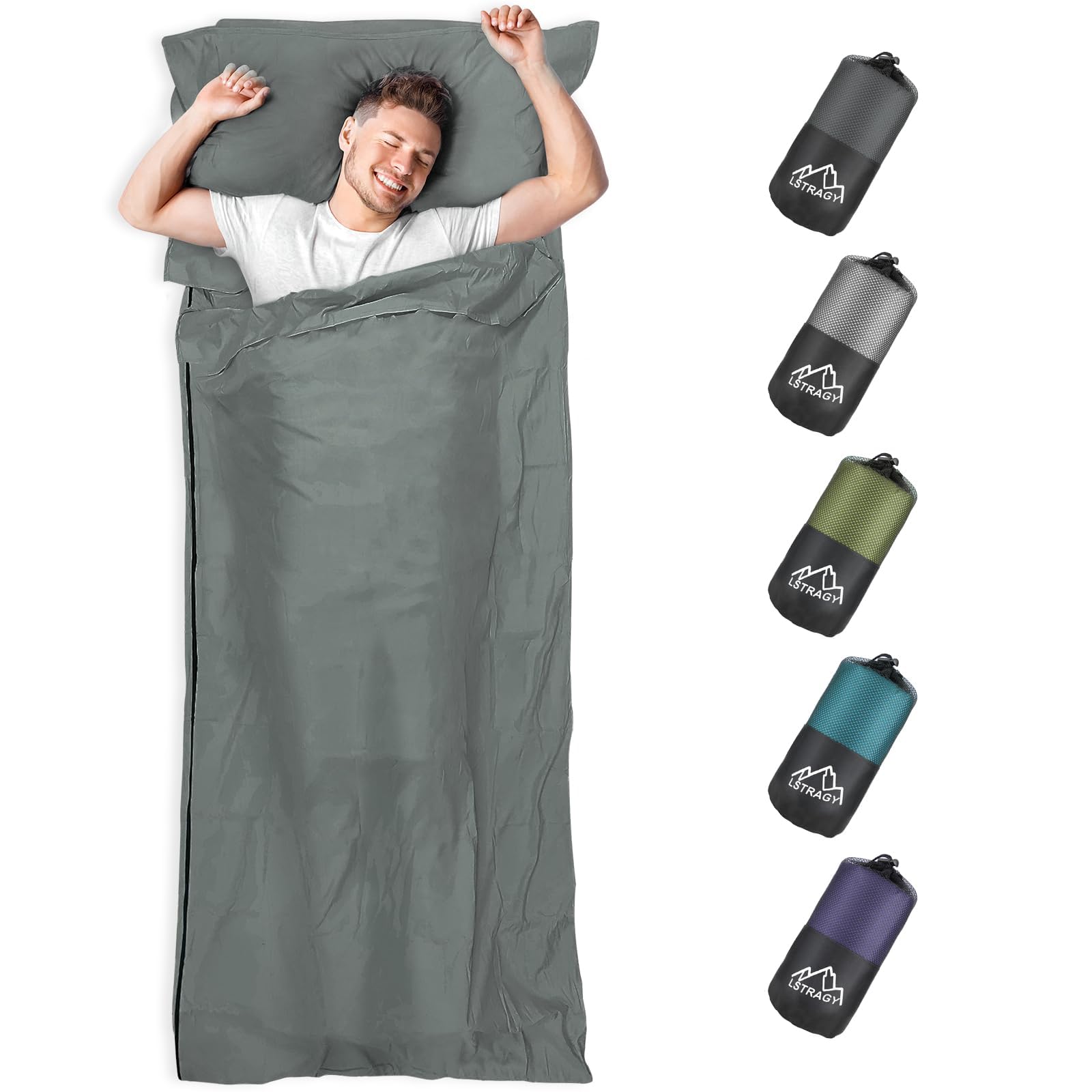 Lightweight Adult Sleeping Bag Liner - Portable Travel Sheet & Camping Sack for Hostels, Hiking & Outdoor Adventures | Breathable Single Sleep Sack for Backpacking, Camping & Travel