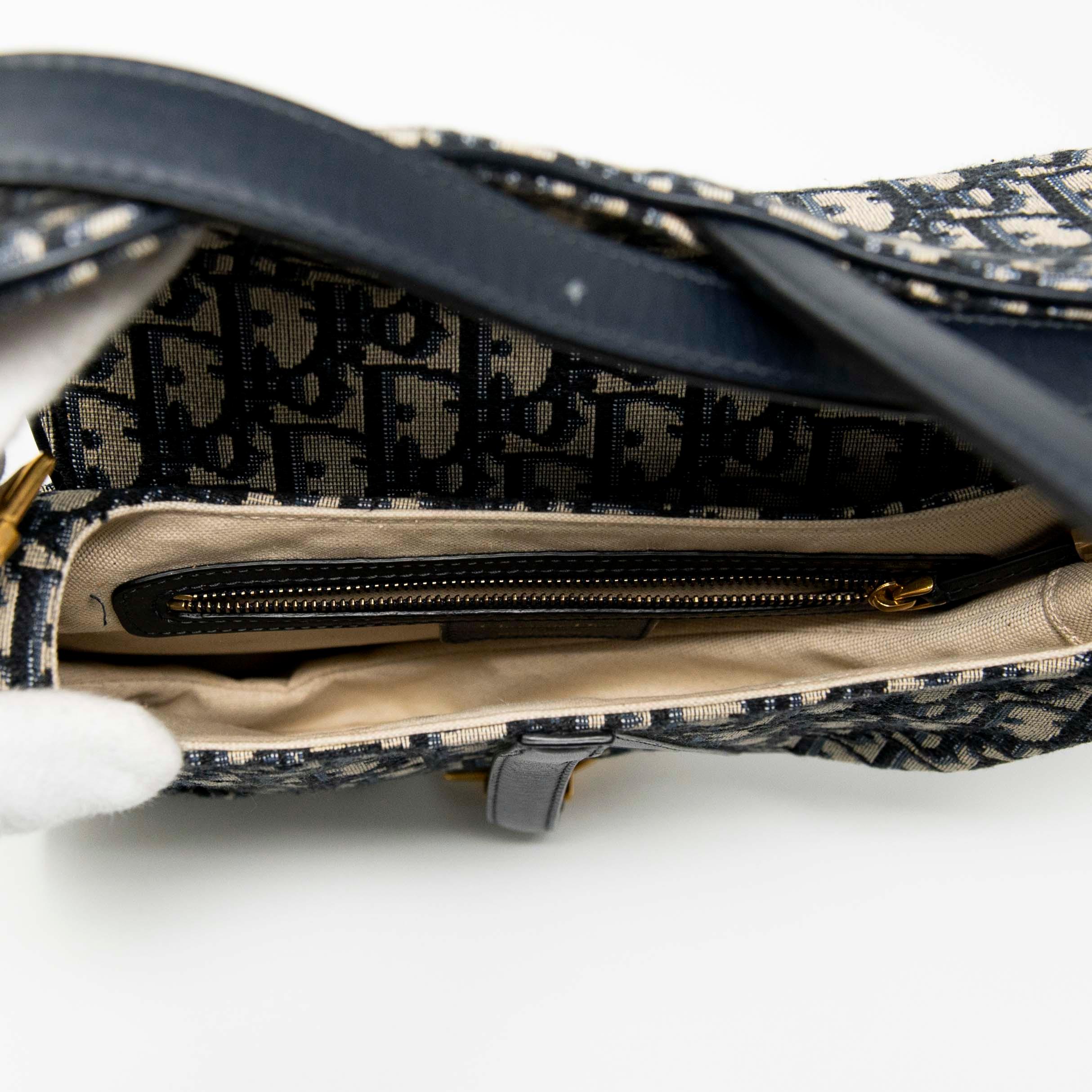 Dior Blue Oblique Medium Saddle Bag for Women | Luxury Designer Crossbody Handbag | Perfect for Date Night, Office & Travel