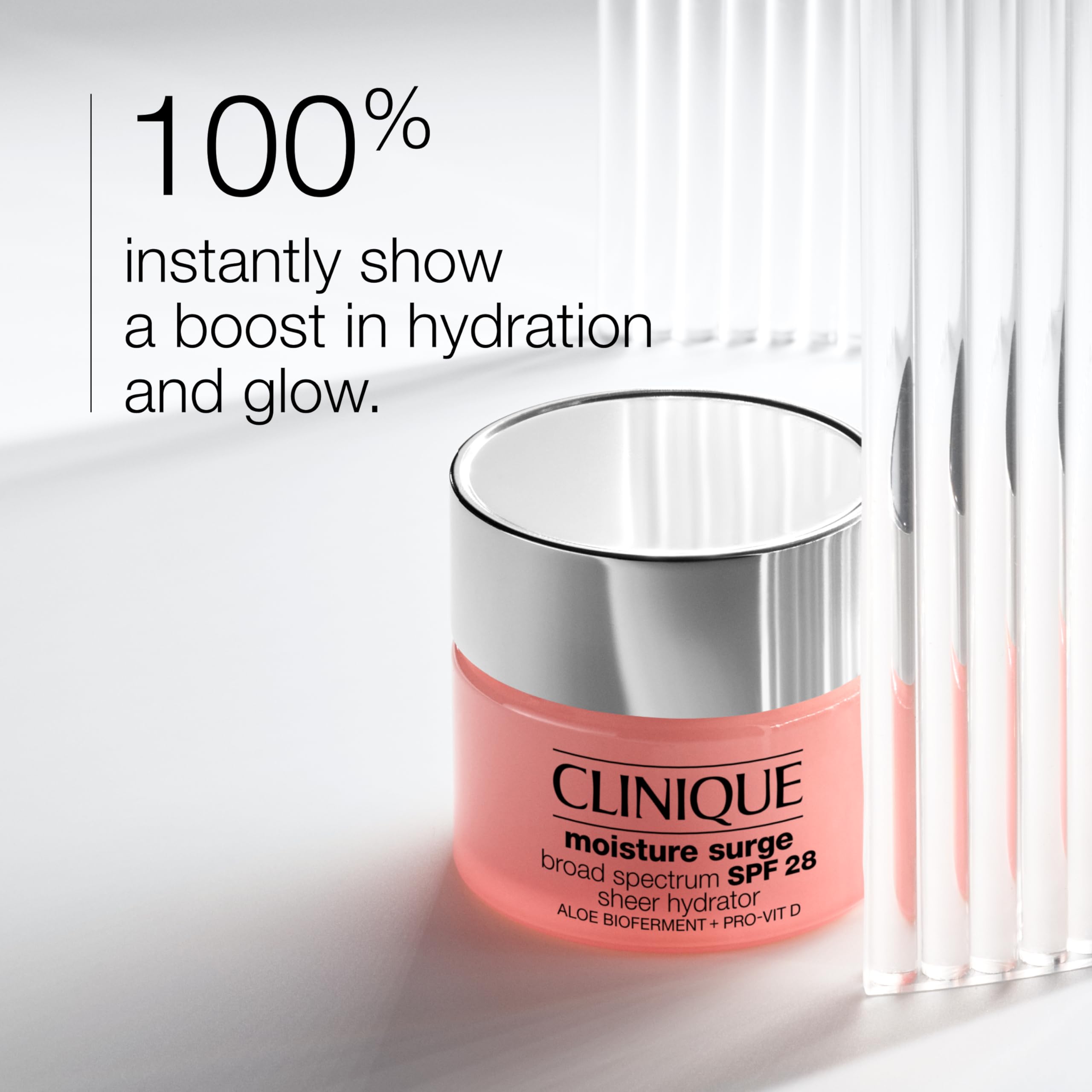 Clinique Moisture Surge SPF 28 Hydrating Face Moisturizer with Hyaluronic Acid & Aloe | Broad Spectrum Sun Protection | Daily Hydration for Dry & Sensitive Skin | Perfect for Daytime Use Under Makeup
