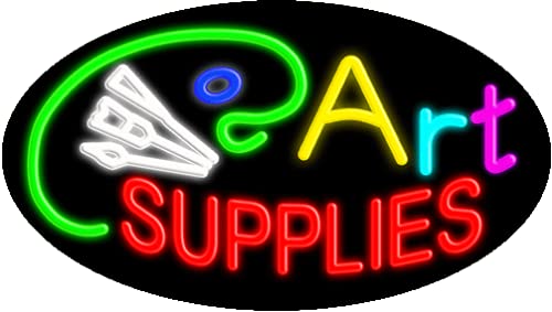 Art Supplies Glass Neon Sign #14380 - Handcrafted in USA | Perfect for Home Decor, Studio Lighting & Gift Ideas