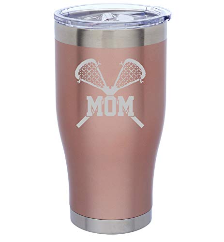 Rose Gold Double Wall Vacuum Insulated Stainless Steel Tumbler - 24oz Leakproof Travel Mug for Coffee & Tea - Perfect Gift for Lacrosse Moms, Office Workers & Commuters