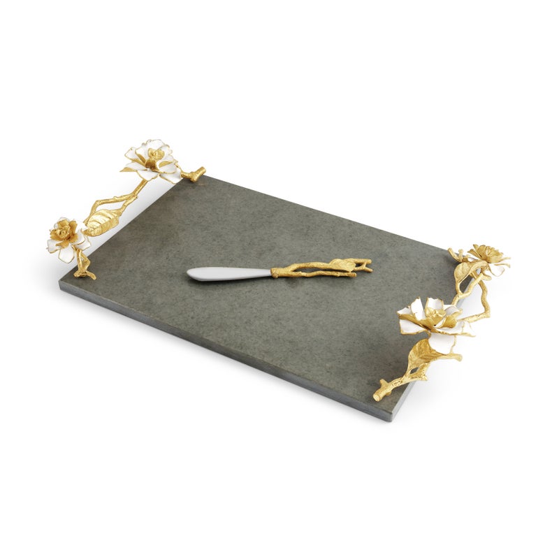 Premium Gardenia Cheese Board Set with Stainless Steel Knife - Perfect for Wine Pairing, Charcuterie & Entertaining at Home