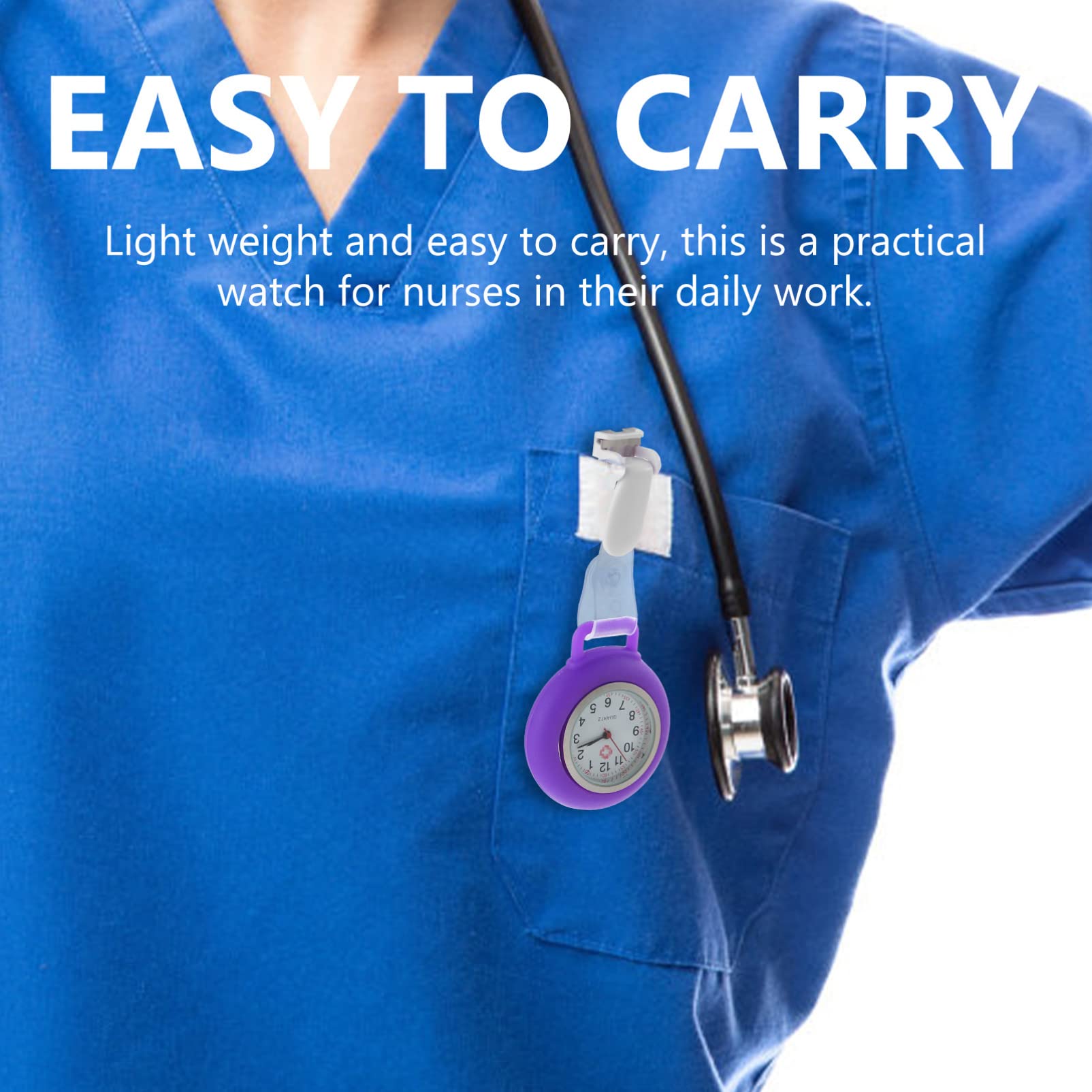 Clip on Nurse Watch - Waterproof Silicone Lapel Watch for Nurses & Doctors | Easy Clip-on Design, Durable Fob Pocket Watch | Perfect for Hospital Shifts, Medical Exams & Healthcare Professionals