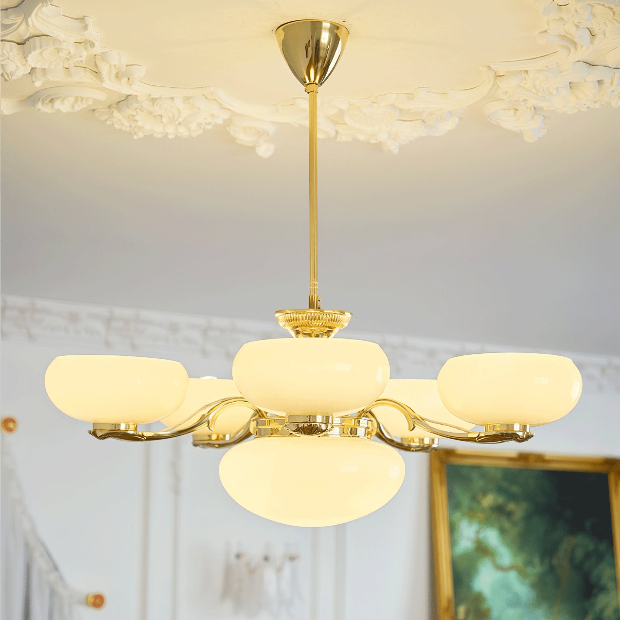 Elegant Brass Radiance Orb Chandelier - Modern Ceiling Light Fixture for Dining Room, Living Room & Bedroom Decor