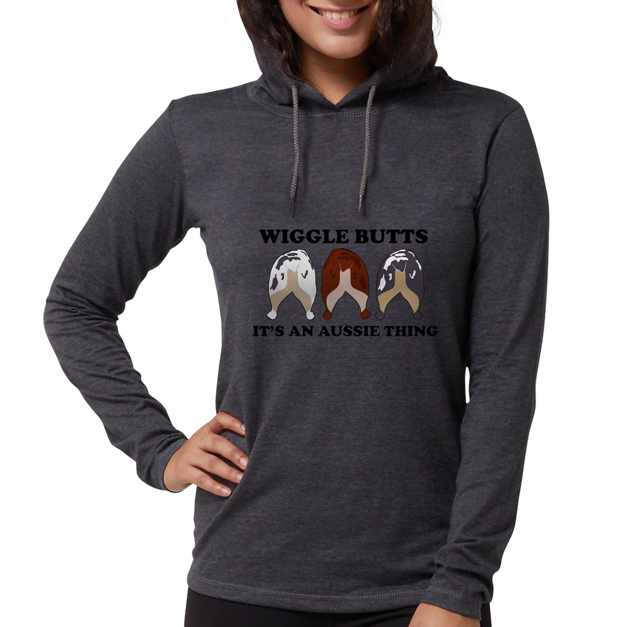 Australian Shepherd Dog Lover's Hooded T-Shirt for Women - Cute Aussie Wiggle Butts Design | Perfect for Dog Parks, Pet Lovers & Casual Outfits