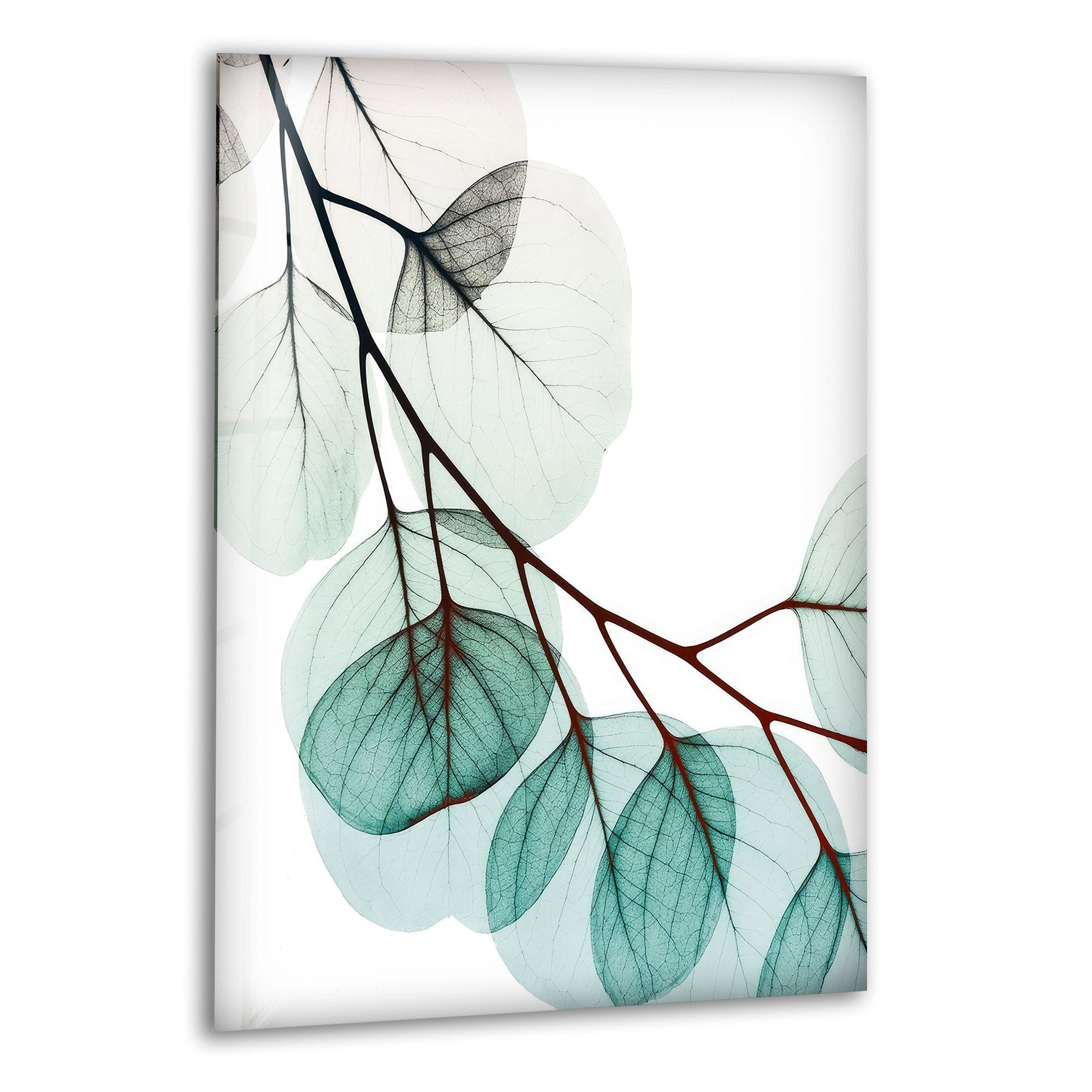 Albert Koetsier Xray Eucalyptus Glass Wall Art - Modern Botanical Decor for Living Room, Bedroom & Office - Unique Home Decor Gift Idea