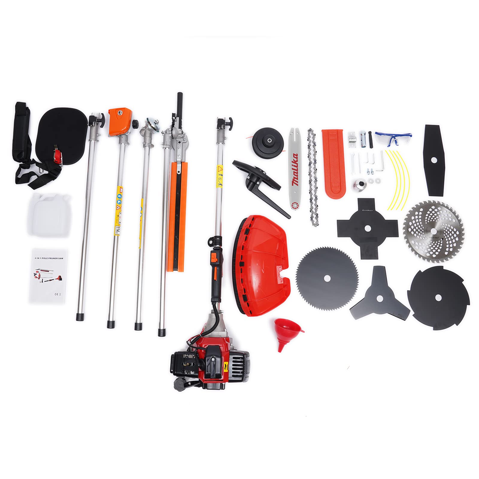 5 in 1 Multifunctional Gas Powered Hedge Trimmer - 52cc 2-Stroke Brush Cutter, Chainsaw & Pole Saw Combo - Professional Landscaping & Gardening Tool for Lawn Care, Yard Maintenance & Tree Trimming