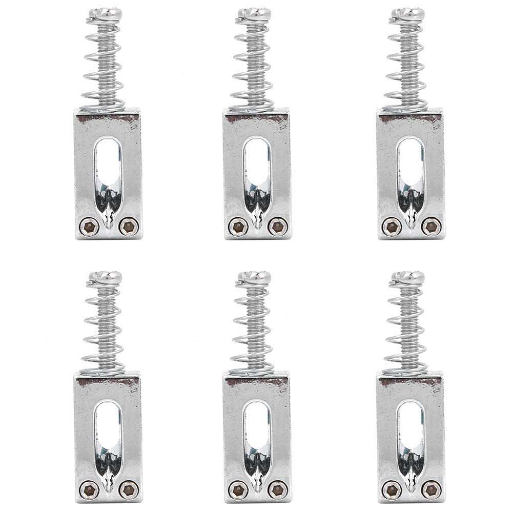 6pcs Bnineteenteam Guitar Tremolo Bridge Saddles with Screw Spring - Black & Silver Electric Guitar Parts & Accessories for Stratocaster - Perfect for Guitar Repair, Upgrades & DIY Projects