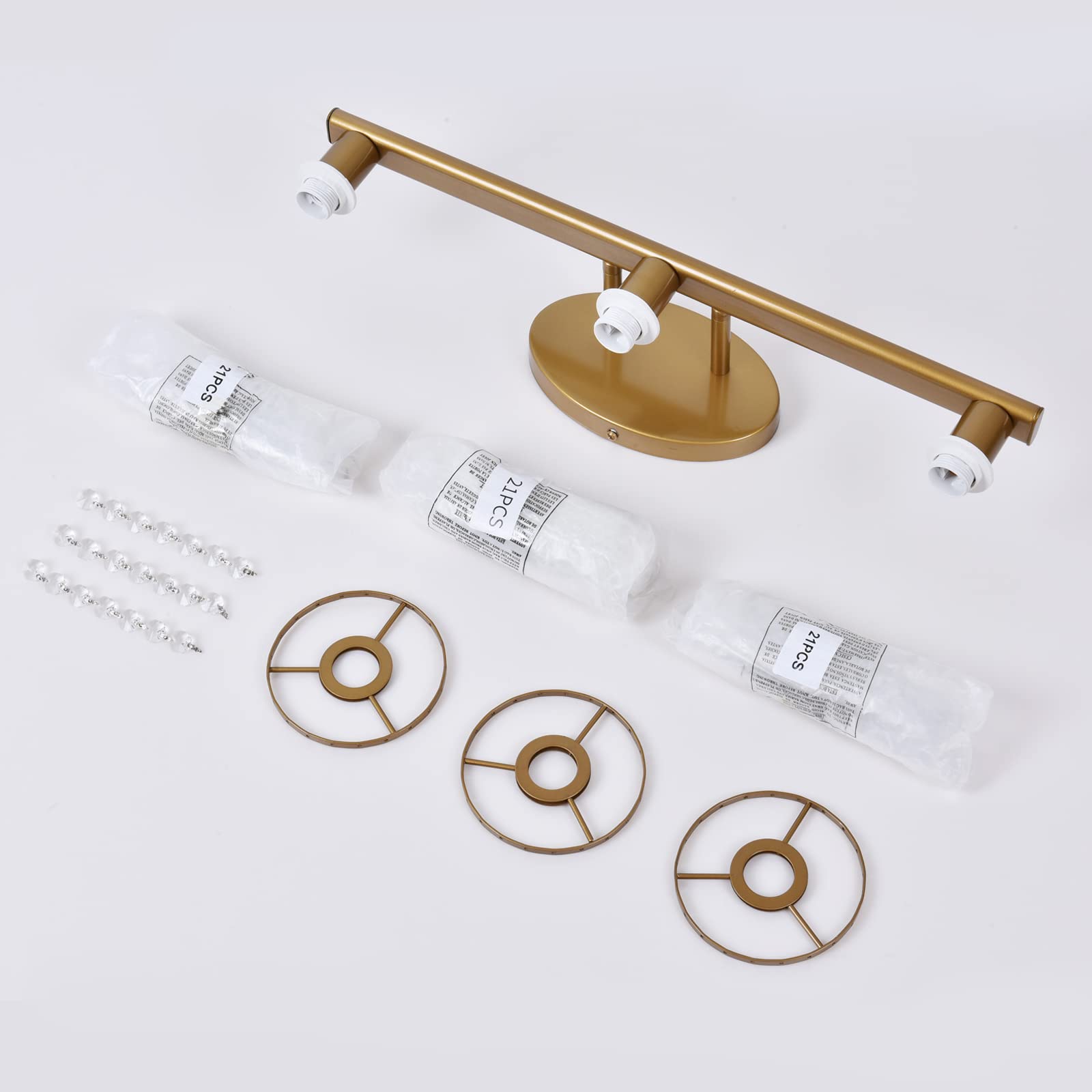 Gold Bathroom Light Fixtures - Crystal 3-Light Vanity Light for Modern Bathrooms | Elegant Mirror Lighting for Bathroom Decor | Perfect for Master Bath, Powder Room & Spa Style Settings