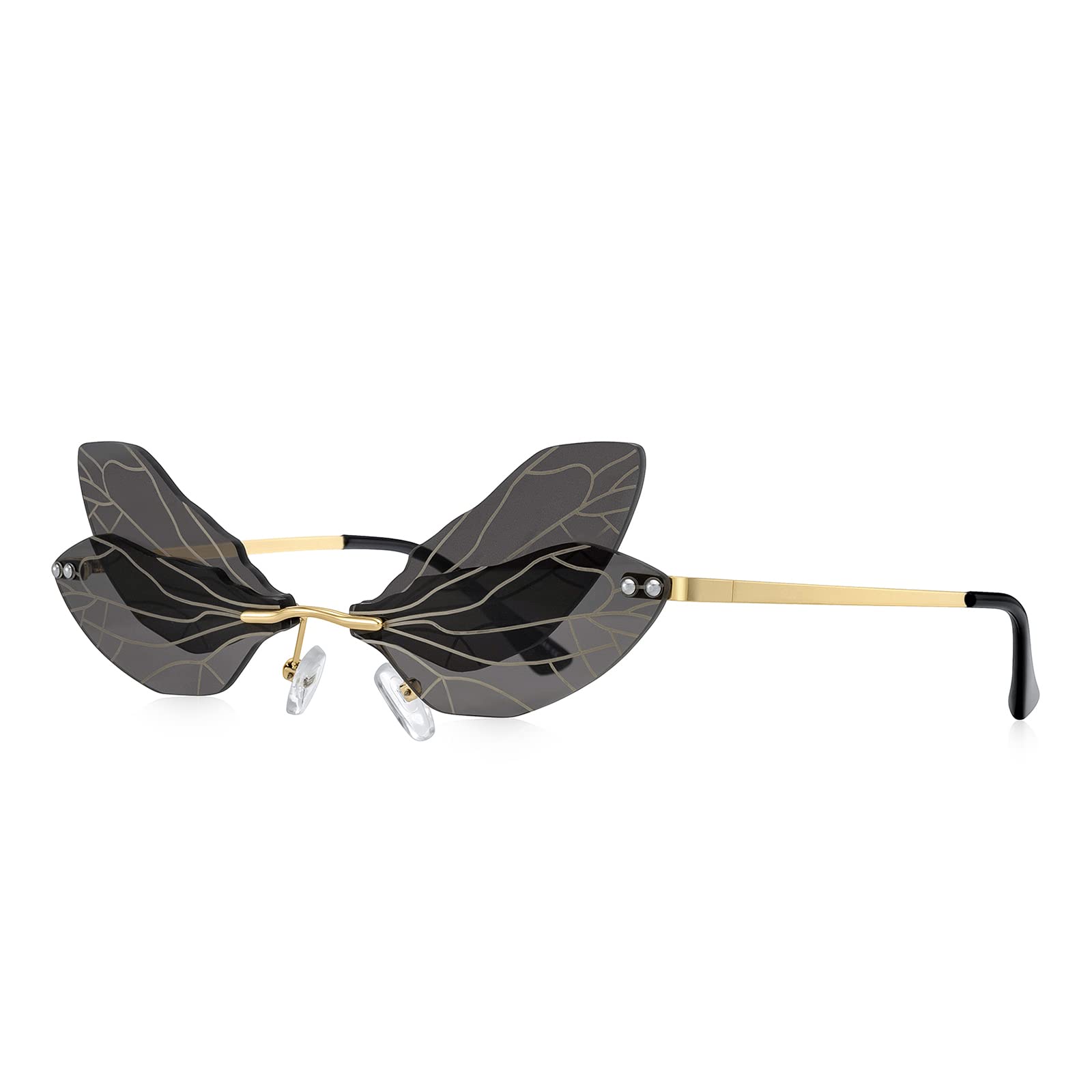 Women's Dragonfly Wing Sunglasses - Frameless Party Shades for Outdoor Fashion