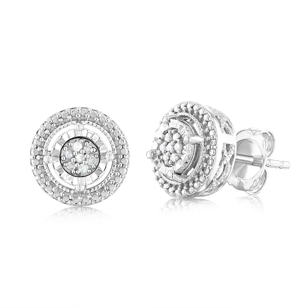 1/5 Carat Natural Round Diamond Stud Earrings in Sterling Silver for Women - Perfect for Weddings, Anniversaries & Everyday Elegance