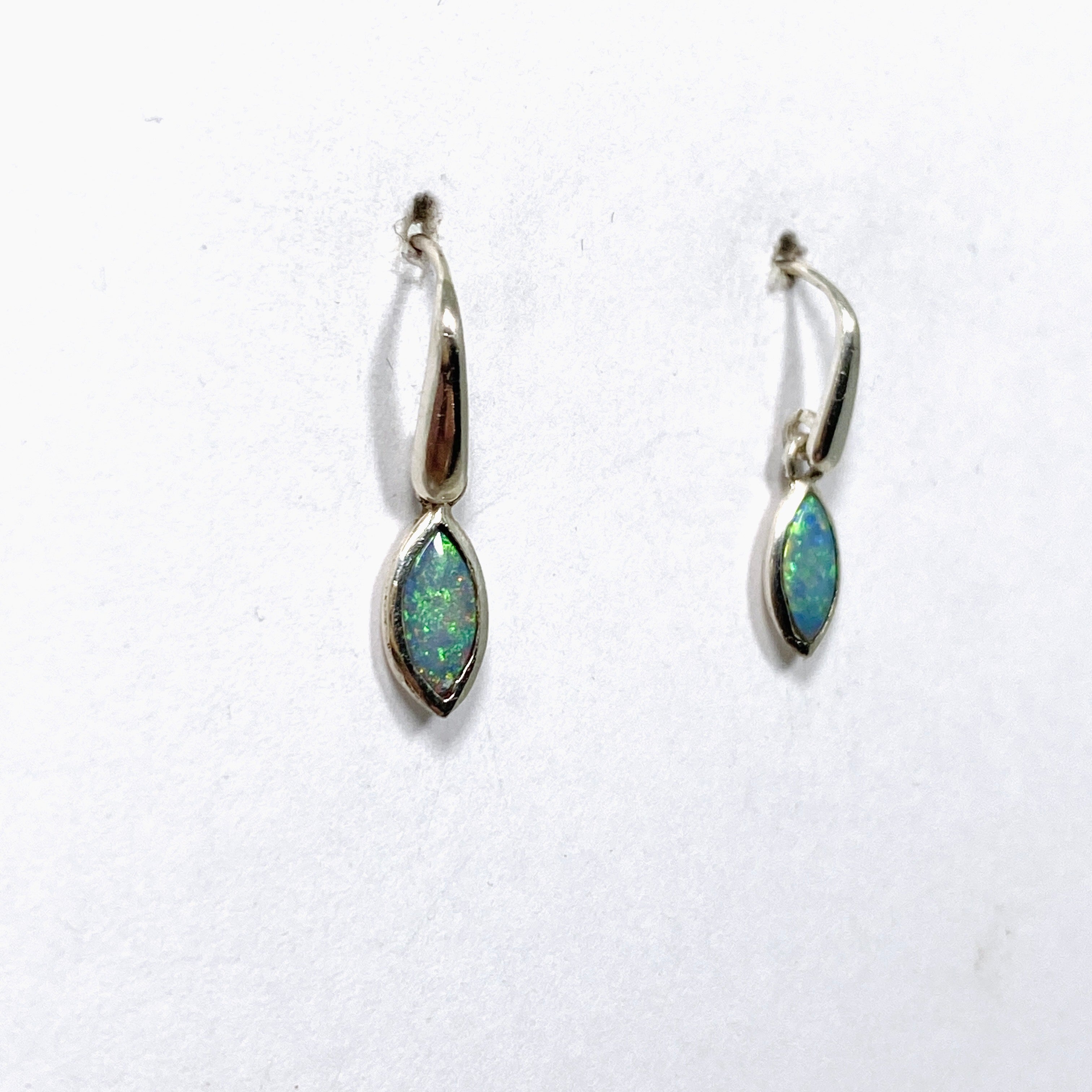 Opal Solid (Lightning Ridge) Marquise Cabochon Earrings - Natural Australian Gemstone Jewelry for Women | Perfect for Weddings, Parties & Special Occasions