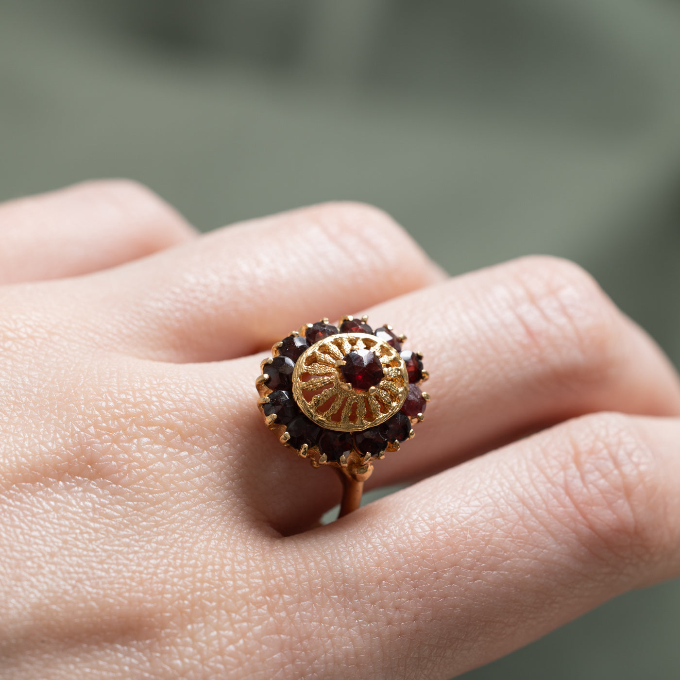 Garnet Petal Cocktail Ring - 1.45ctw Genuine Garnet Jewelry - Size 8.25 - Elegant Statement Ring for Women - Perfect for Evening Parties, Weddings & Special Occasions