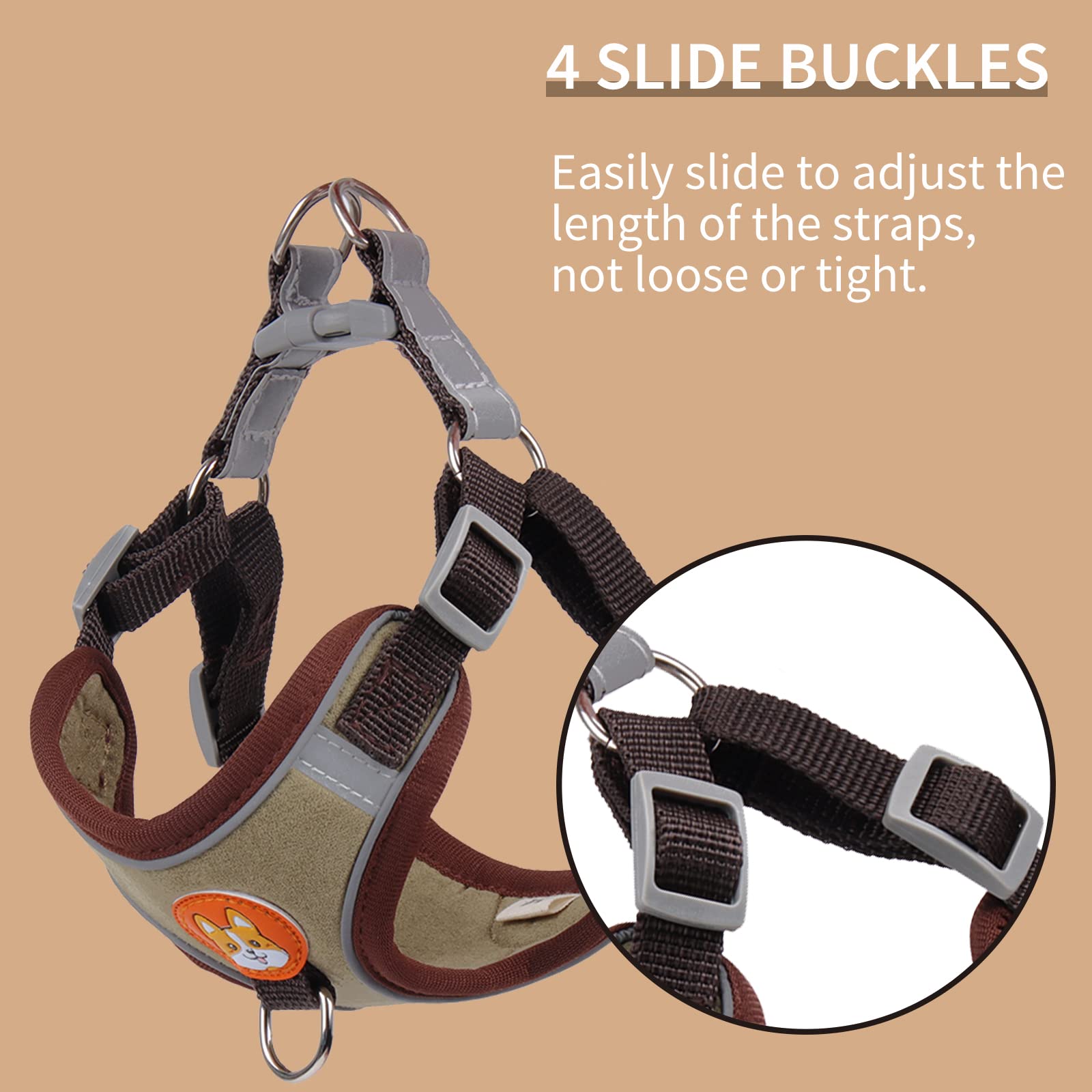 Adjustable No-Pull Reflective Dog Harness & Leash Set for Small to Medium Dogs - Comfortable Puppy Vest with 2 Leash Clips | Perfect for Walking, Training & Nighttime Safety