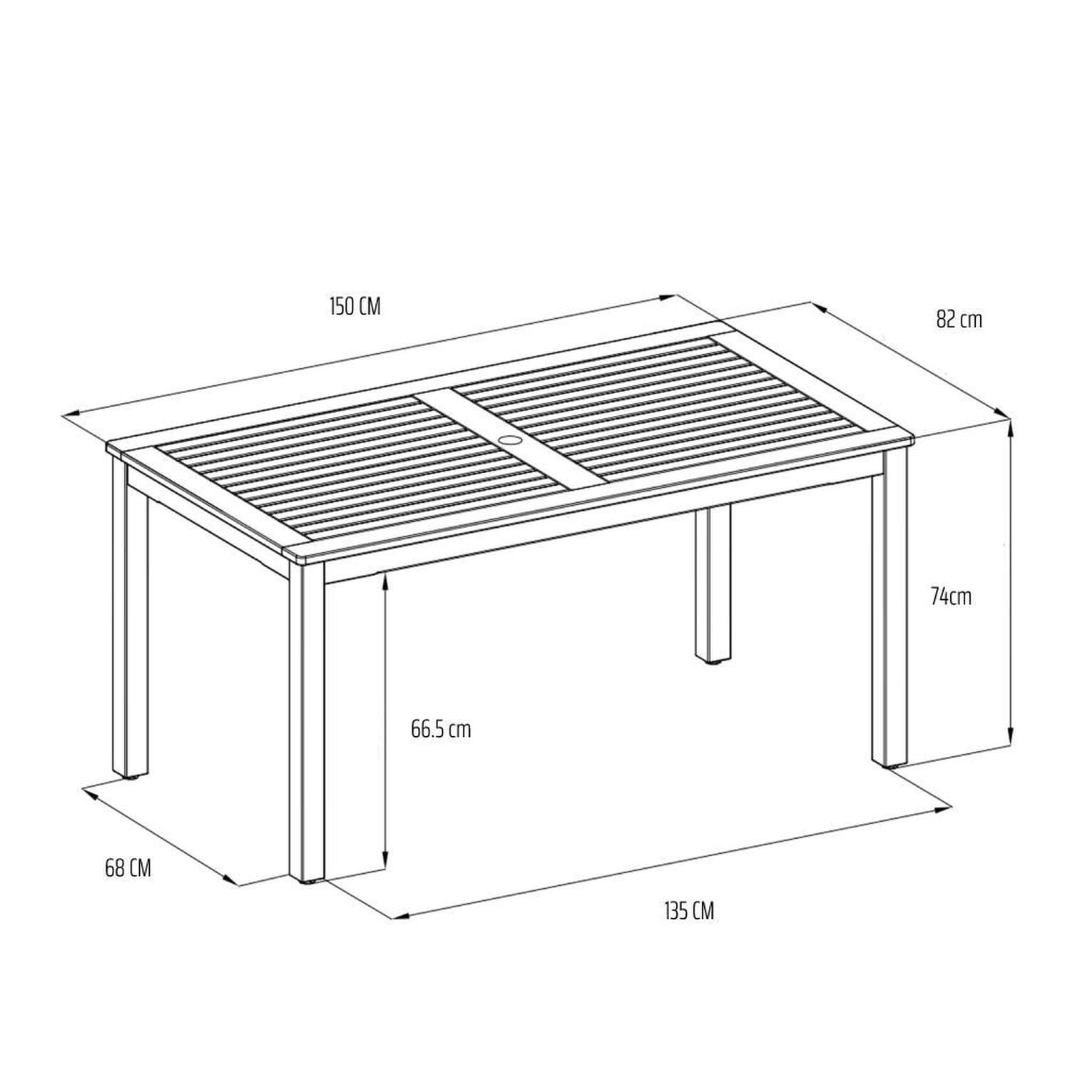 Premium Eucalyptus Wood Outdoor Dining Table with Teak Finish - Weather-Resistant Patio Table for Backyard, Garden & Poolside - Light Brown Wooden Table for Al Fresco Dining & Entertaining