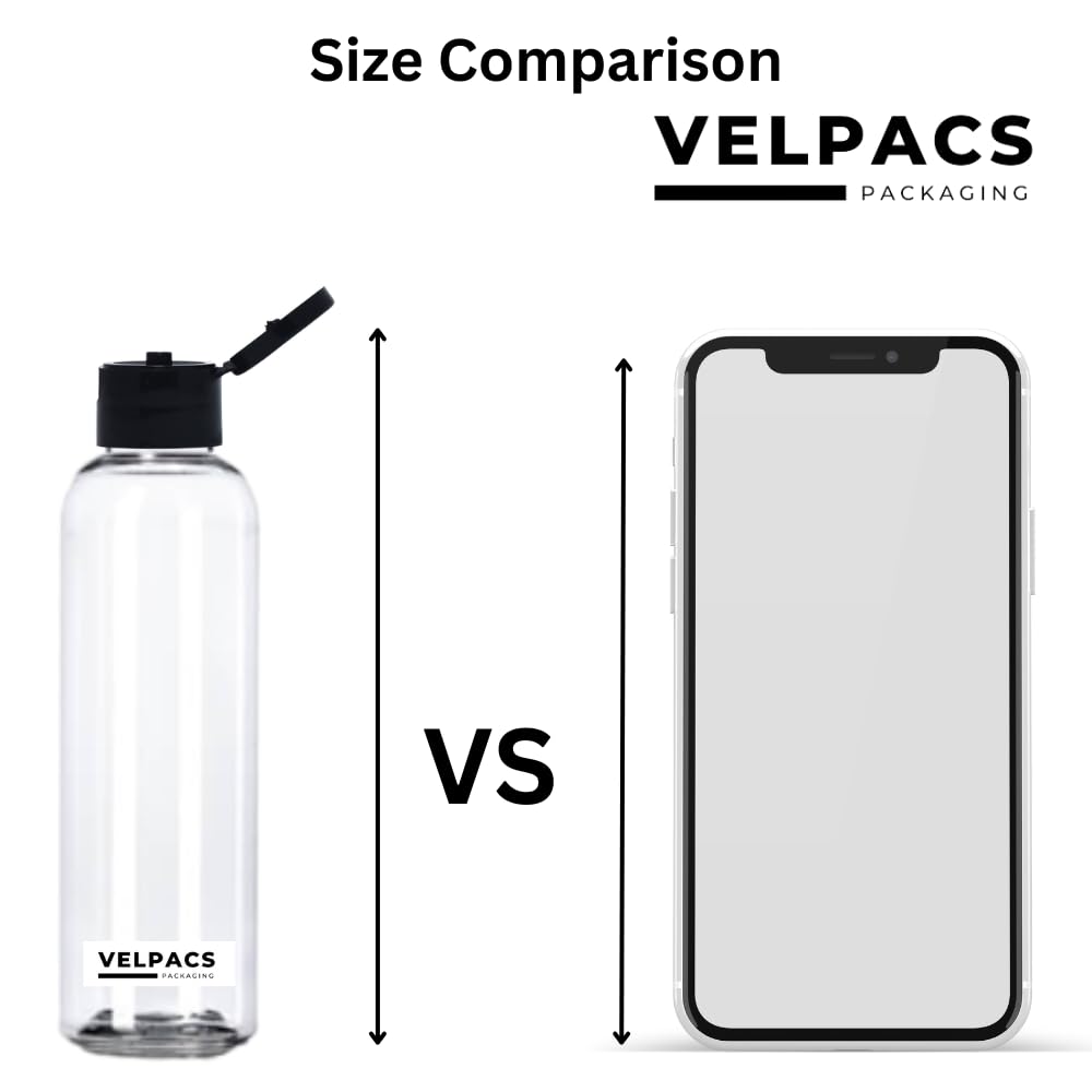 VELPACS 200ml Travel Bottles for Toiletries (Pack of 6) - Leak-Proof Empty Plastic Bottles with Flip Top Cap for Shampoo, Lotion, Cream | Perfect for Air Travel, Gym, Camping & Home Use