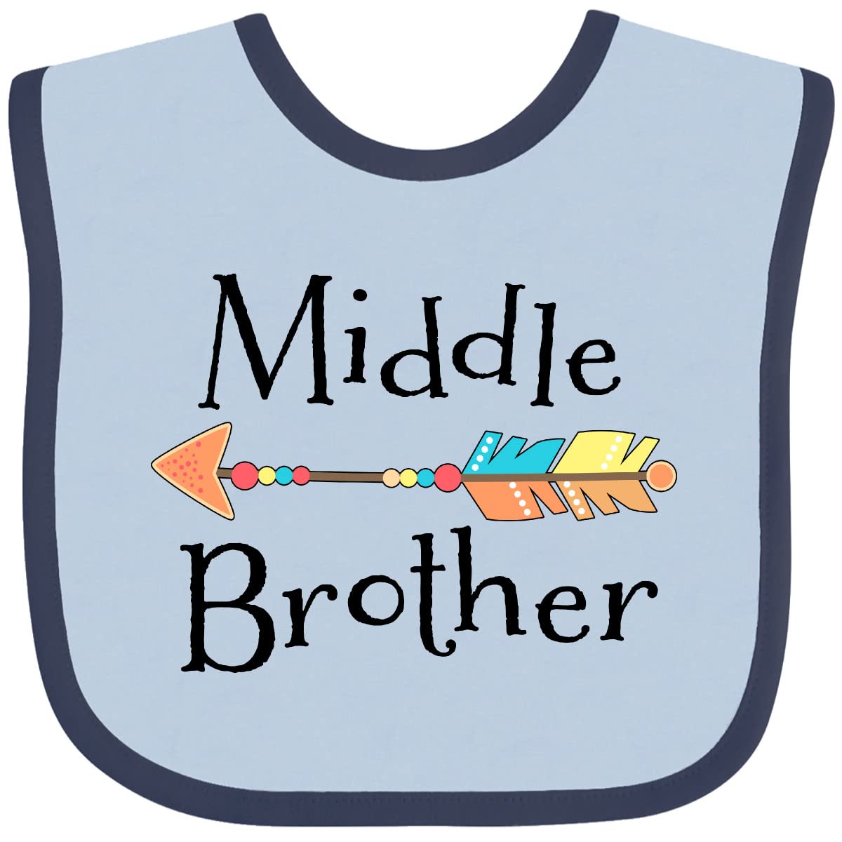 Inktastic Middle Brother Arrow Baby Bib - Soft Cotton Drool Bib for Infants & Toddlers - Perfect for Feeding, Mealtime, and Playtime