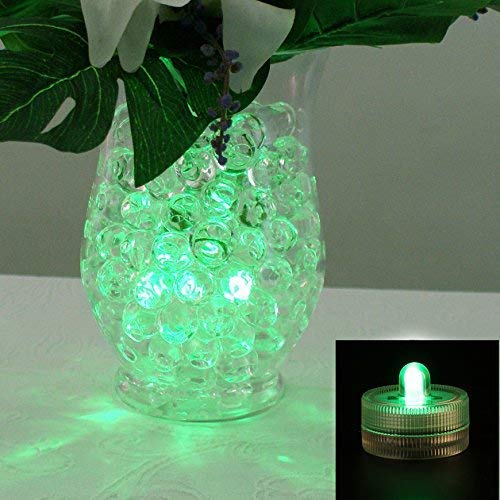 KITOSUN 12-Pack Submersible LED Tea Light Candles - CR2032 Battery Powered, Waterproof Underwater Lights for Weddings, Events, Vase Floral Decor, Christmas Holidays, Home & Party Lighting (Green) - Perfect for Centerpieces, Pools, and Romantic Ambiance