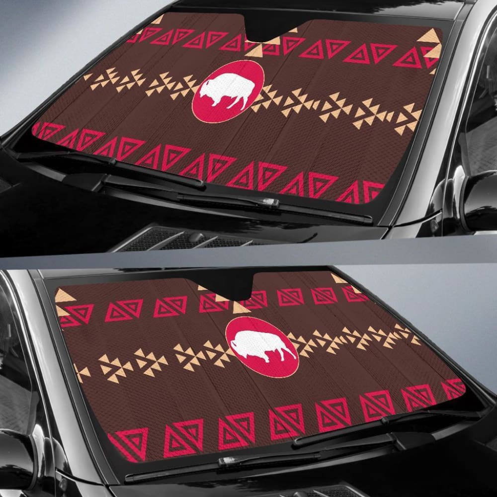 Brown Bison Native American Design Car Sun Shade for Windshield - UV Protection & Heat Reduction for Cars, SUVs, Trucks | Perfect for Road Trips & Summer Parking
