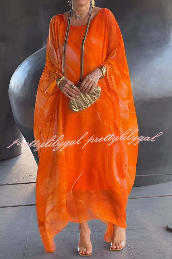 Stylish Printed Crew Neck Loose Maxi Dress for Women - Resort Wear, Beach Vacation & Summer Outfits