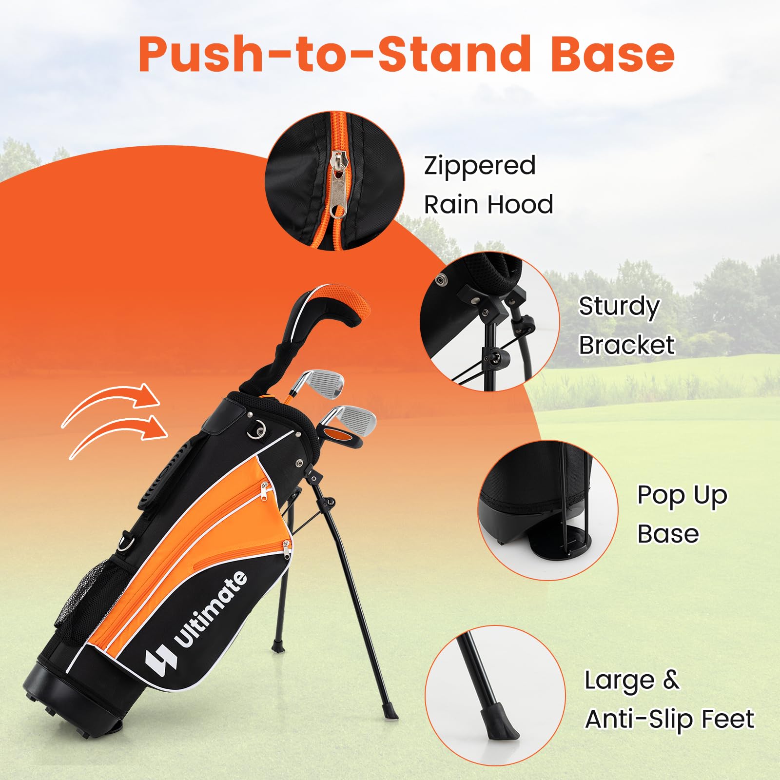 **Tangkula Junior Golf Club Set for Kids - Right Handed with #3 Fairway Wood, #7/#9 Irons, Putter, Head Cover & Rain Hood - Lightweight Stand Bag - Perfect for Young Golfers & Beginners - Ideal for Backyard Practice, Driving Range & Junior Tournaments**