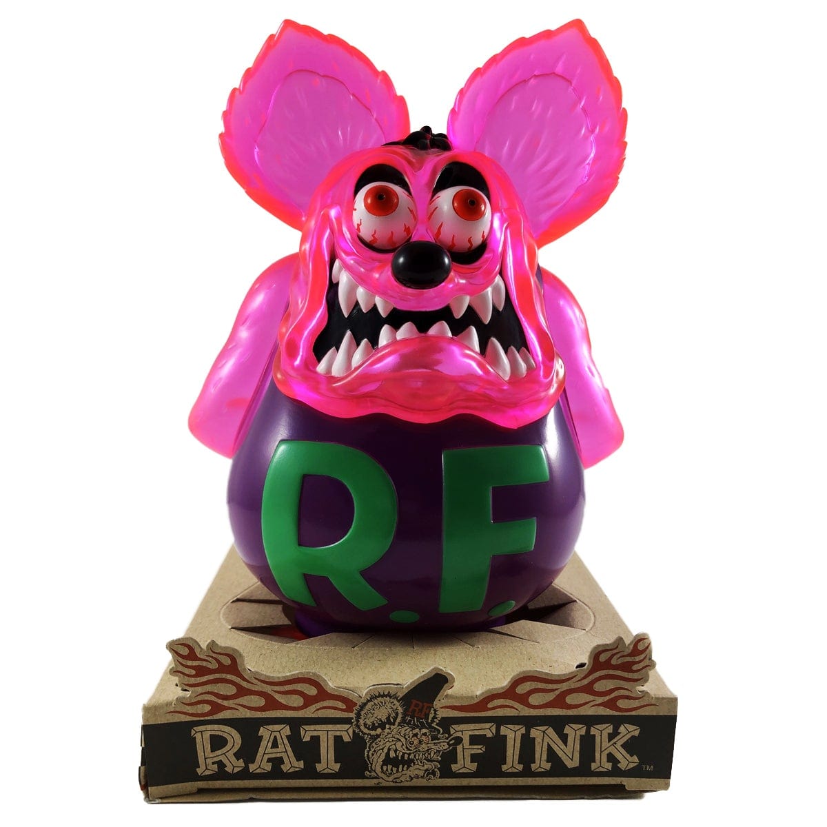 Ed Roth x Secret Base Rat Fink Translucent Pink Vinyl Figure - Collectible Art Toy for Pop Culture Fans, Home Decor & Office Display