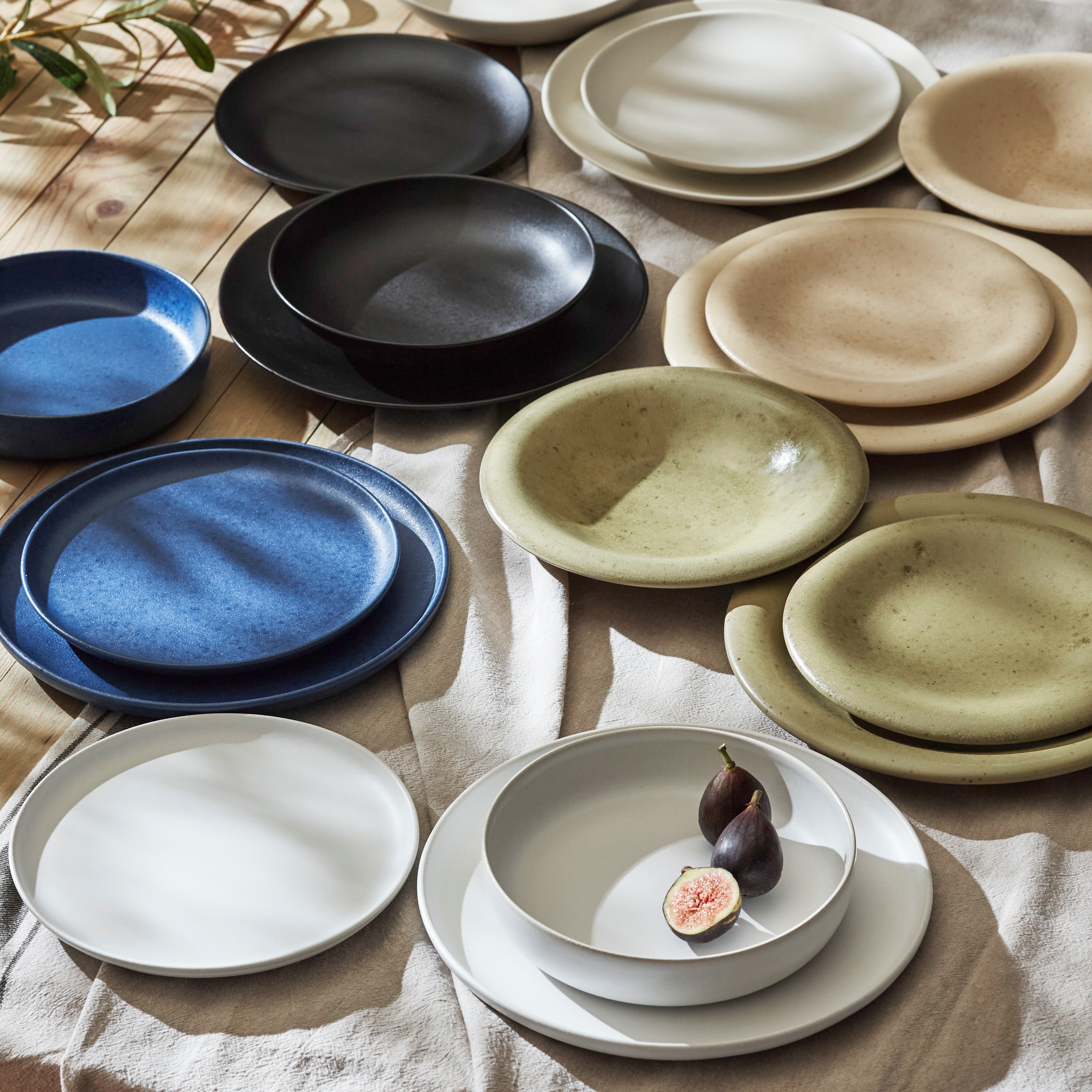Premium White Matte Stoneware Dinnerware Set - Handcrafted in Portugal - Elegant 16-Piece Set for Everyday Dining & Entertaining