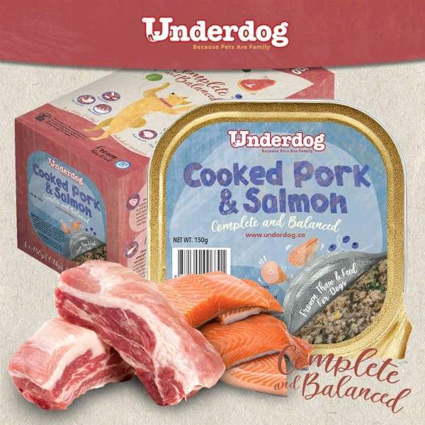 Premium Underdog Cooked Pork & Salmon Fresh Frozen Dog Food - 1.2kg Pack | Grain-Free, High-Protein Meal for Adult Dogs | Perfect for Daily Feeding & Training Treats