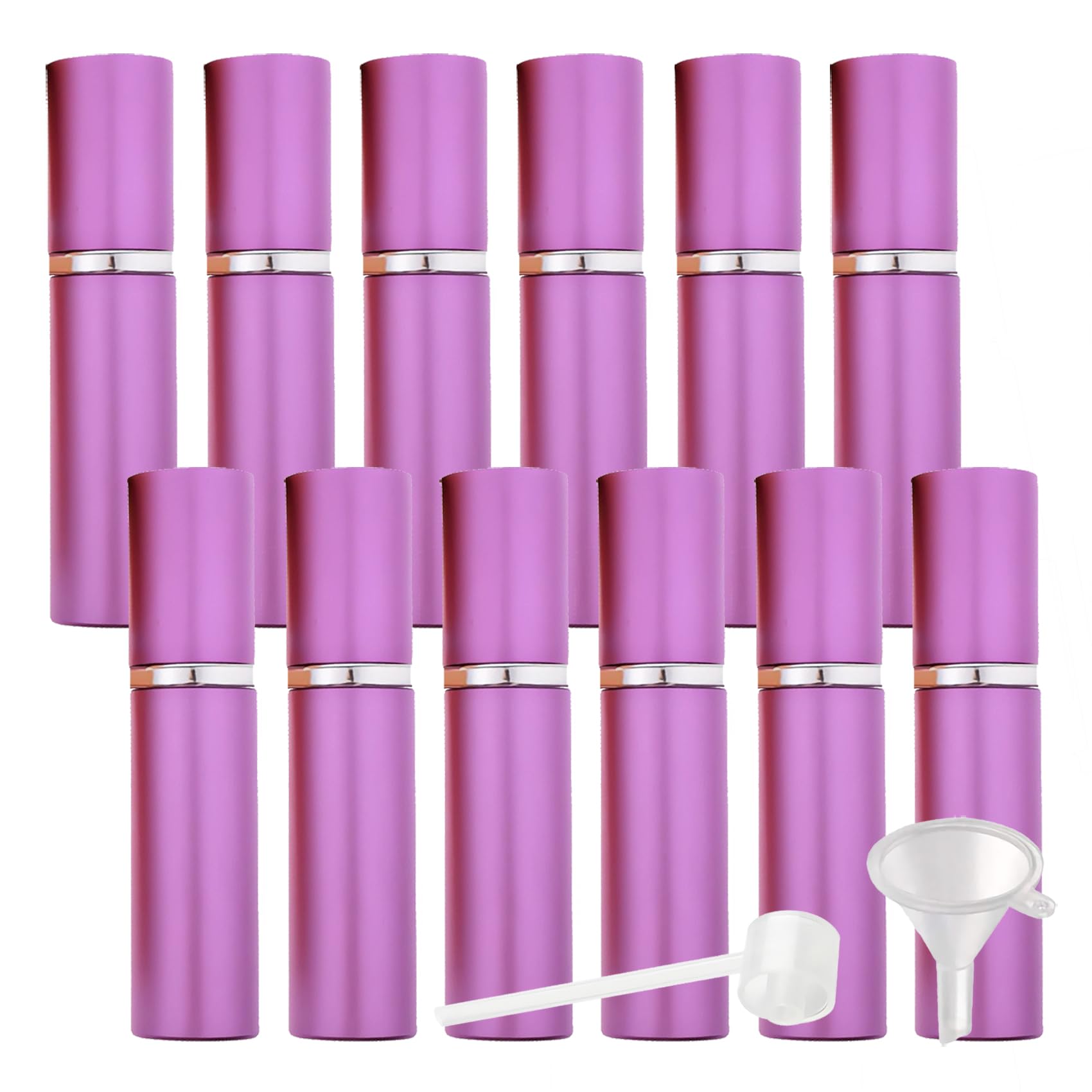PQPAUTY 24-Pack 5ml Mini Refillable Glass Perfume Atomizer - Purple Aluminum Travel Perfume Bottle for Women & Men | Portable Cologne Spray for Purse, Gym Bag & Airplane Travel