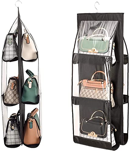 Upgraded Hanging Handbag Organizer for Women - Dustproof, Washable Purse Storage Closet - Black (1 Piece) - Perfect for Closet, Wardrobe & Travel Bag Organization