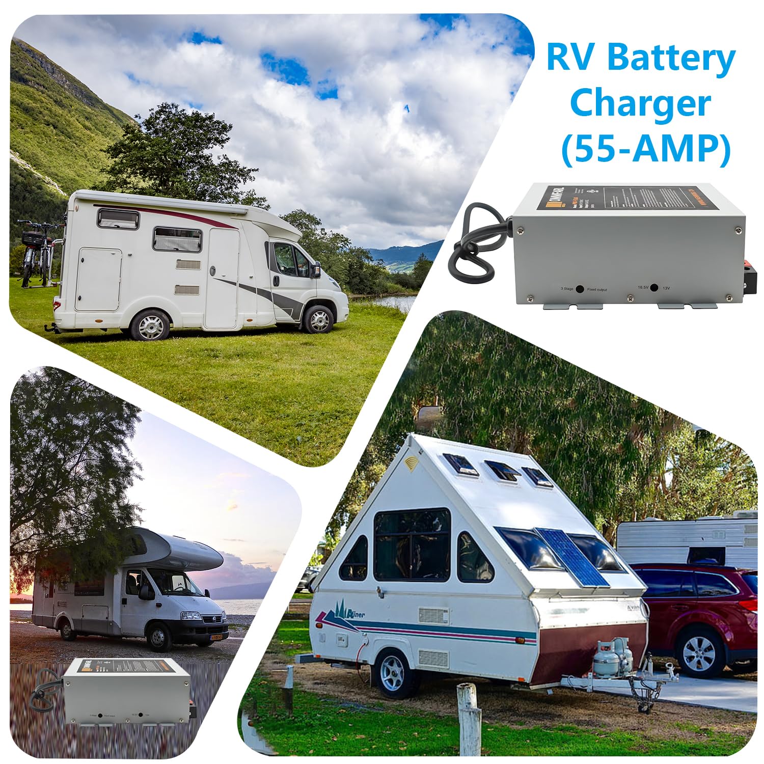 55 Amp RV Power Converter & Battery Charger - Multi-Capacity Power Supply for RVs, Campers & Trailers | Ideal for Off-Grid Camping & Boondocking
