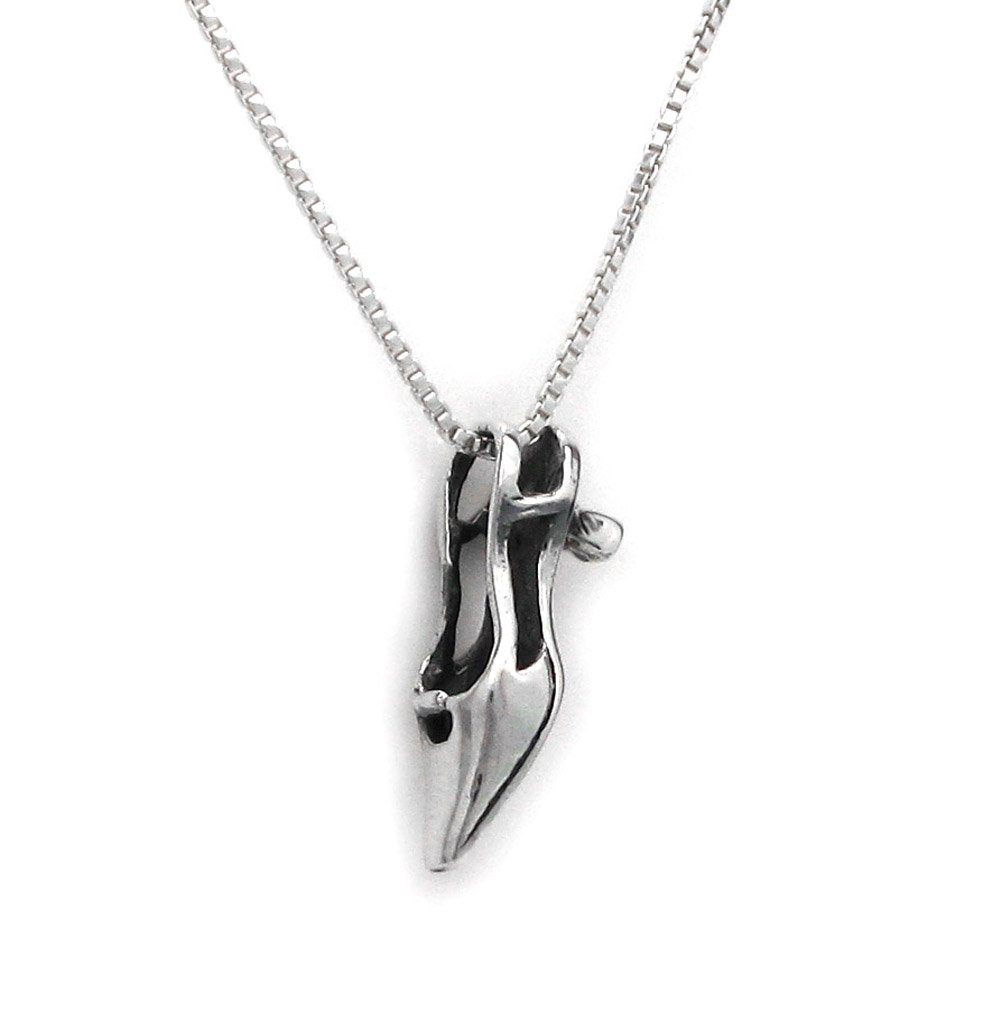 Sterling Silver Open Back Pointy Toe Sandals Charm Necklace - Dainty Footwear Jewelry for Women, Perfect for Beach Vacations, Summer Outfits & Gift Giving