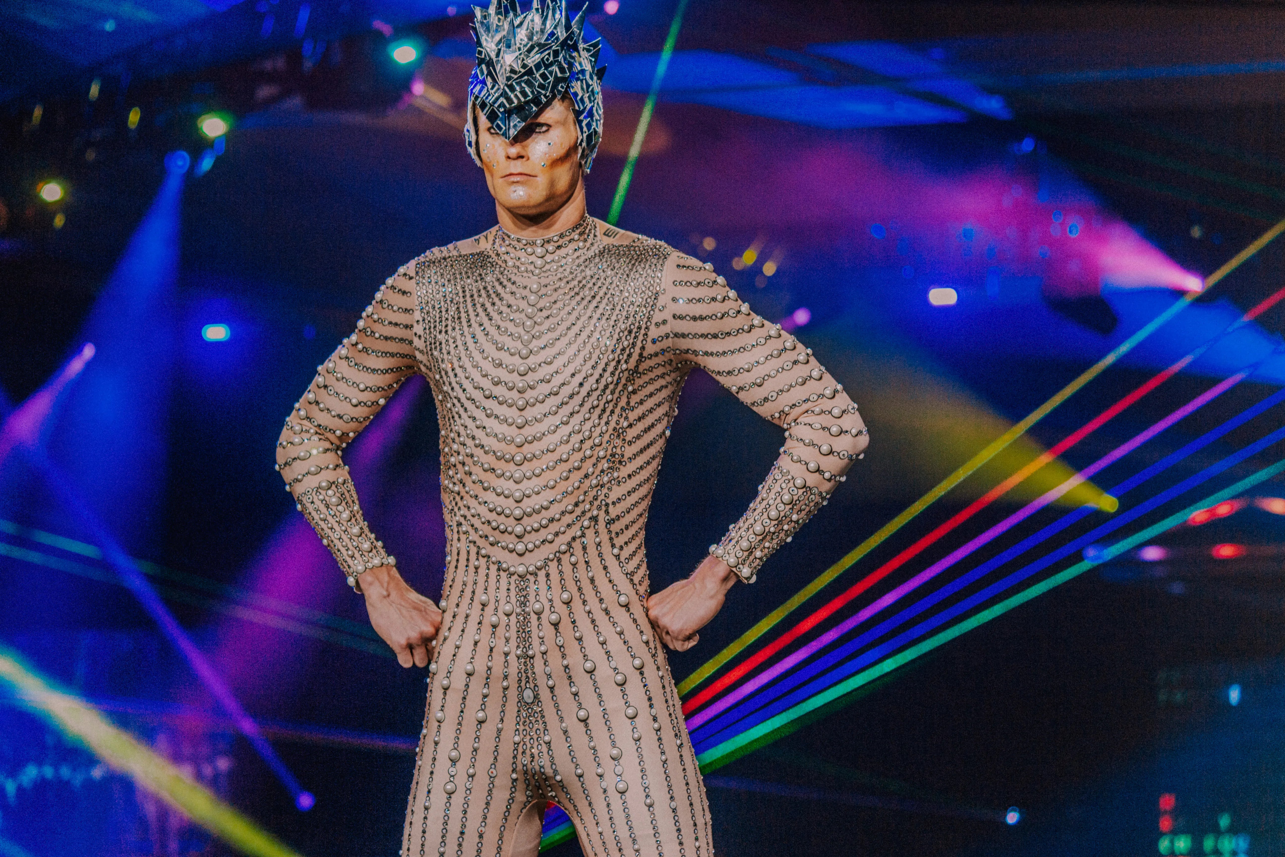 Men's Mirror Catsuit Jumpsuit - Shiny Disco Party Costume for DJ Performance, Burning Man & Space Themed Events - Perfect for Rave, Club & Festival Outfits