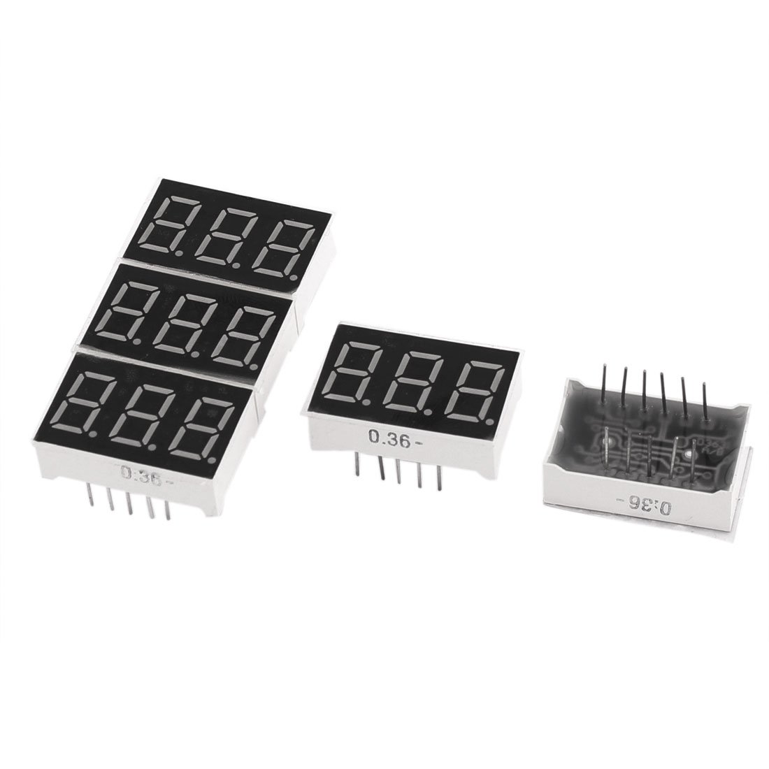 5 Pack 3 Digit Common Anode Red LED Display Modules with Power Converters - Digital Counter/Timer Displays for DIY Electronics, Scoreboards & Industrial Equipment