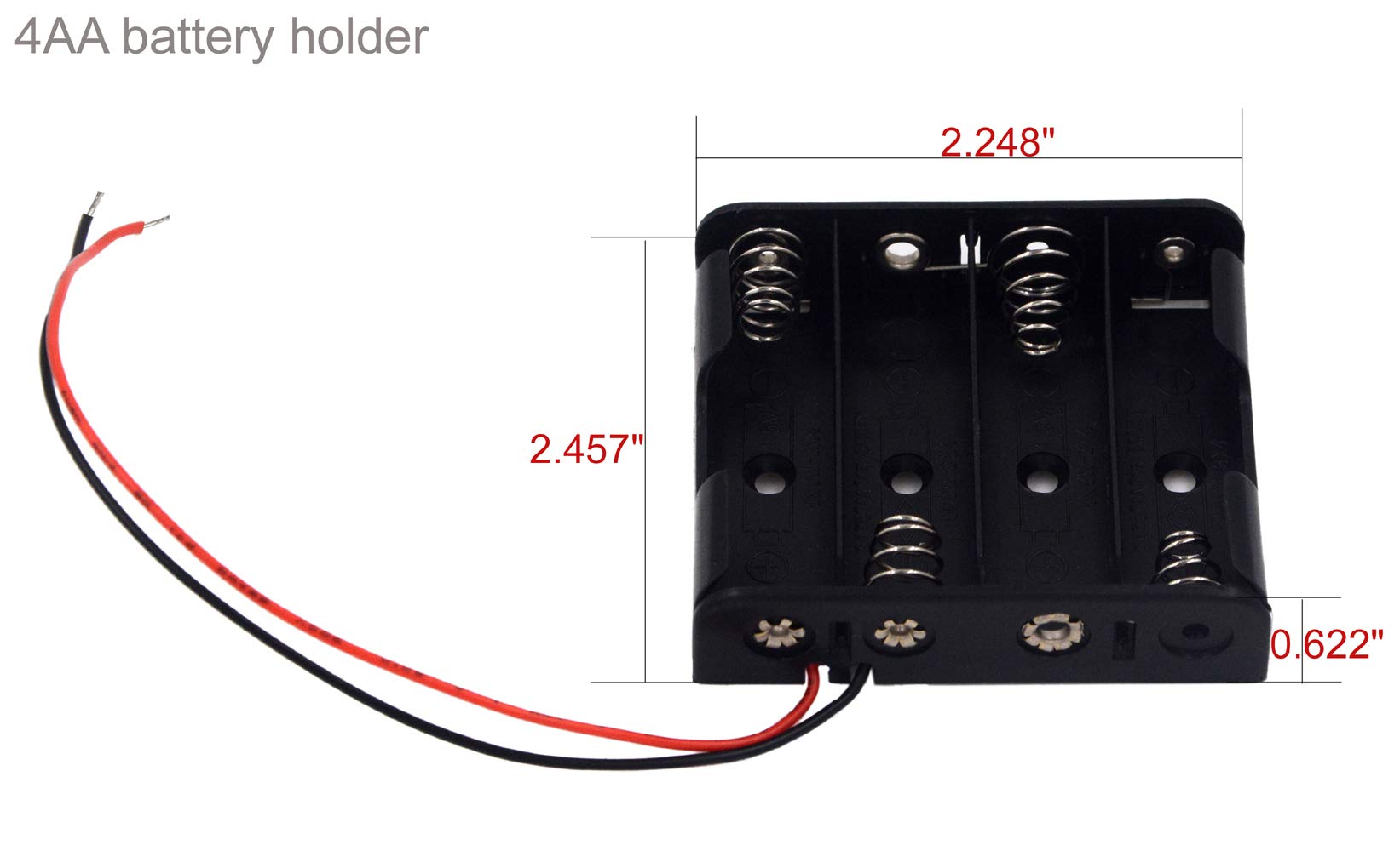 4-Pack AA Battery Holder Bundle - Single, 2, 3 & 4 AA Battery Holders with Wires & Leads | Durable Plastic Battery Cases for DIY Electronics, Robotics & Science Projects | Perfect for Arduino, LED Lights & Circuit Prototyping