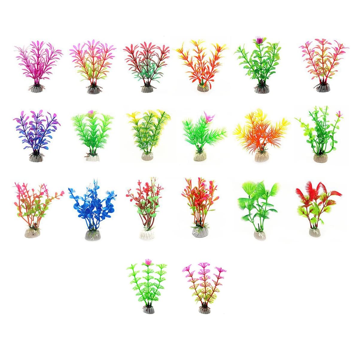 20pcs Realistic Fish Tank Decorations - Artificial Aquatic Plants for Aquarium Landscaping | Fish Tank Decoration Supplies Kit with Simulated Plants | Perfect for Freshwater & Saltwater Aquariums, Betta Fish Tanks & Home Office Decor