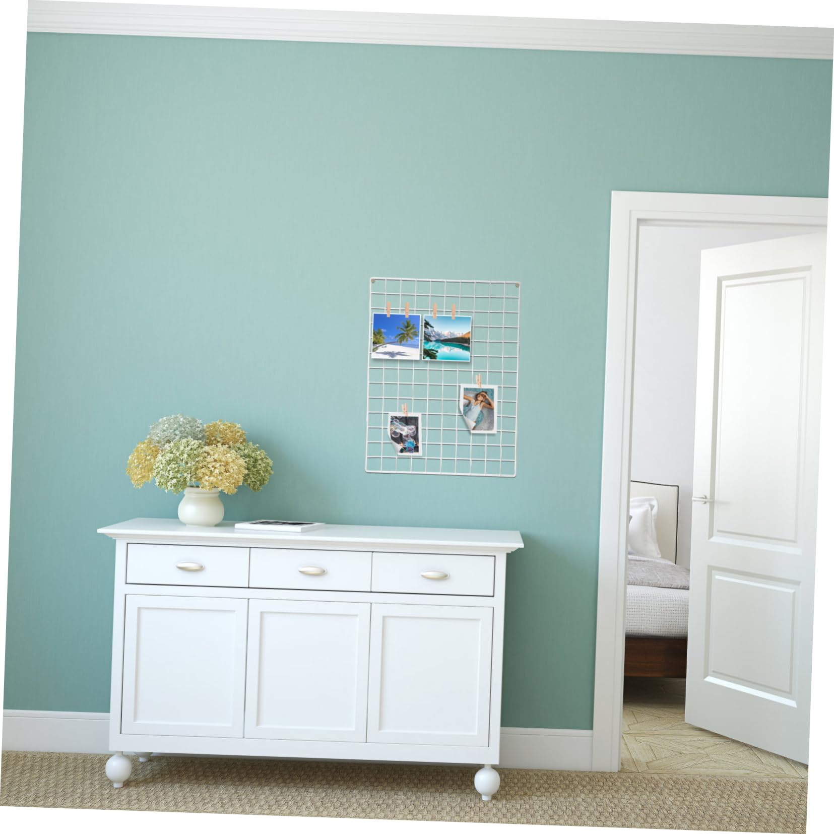 Cabilock Metal Wire Grid Photo Display Panel - Wall Decor Mesh Grid for Photos, Art, and Notes - Perfect for Home, Office, and Dorm Room Organization