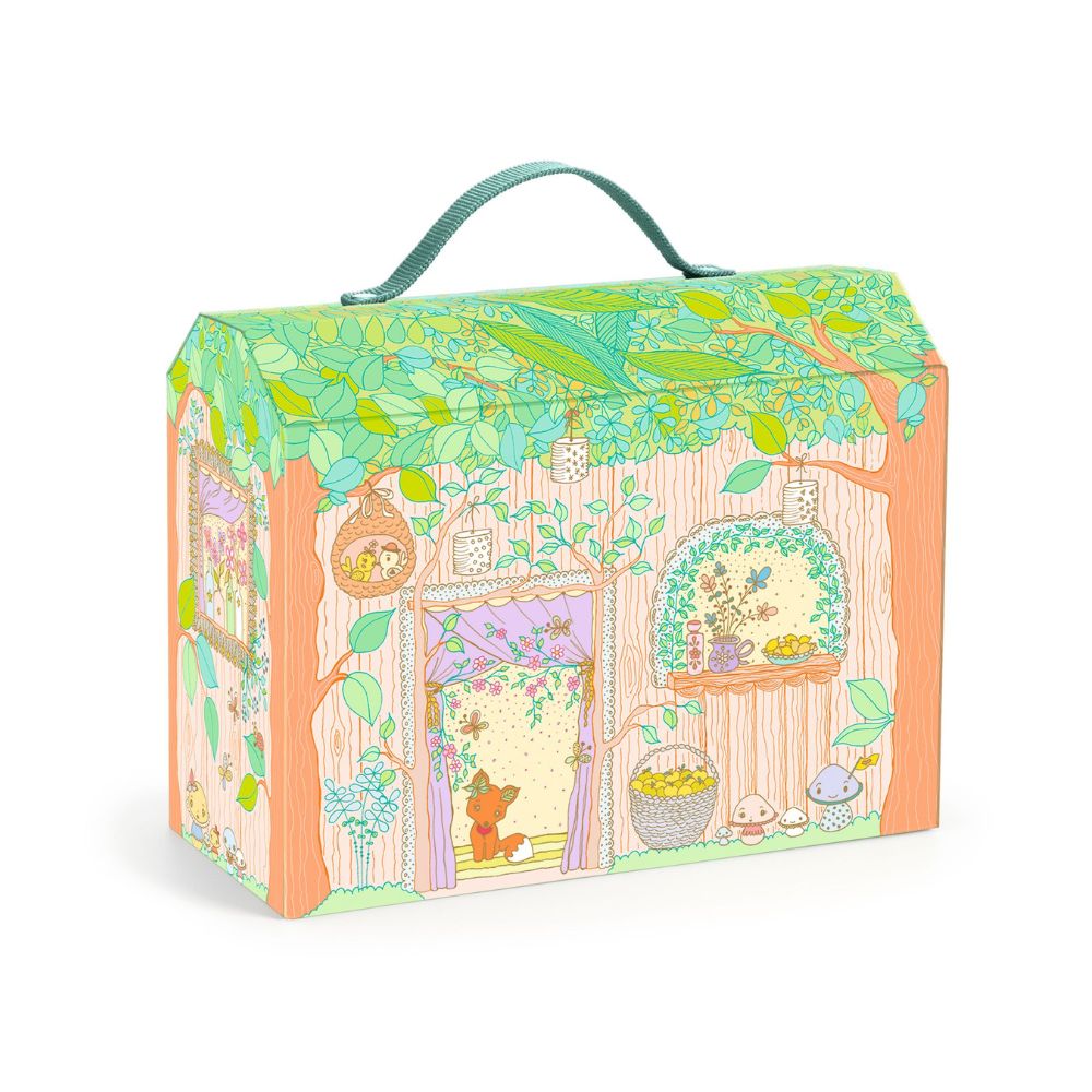DJECO Tinyly House in the Forest - Sylvia & Fox Wooden Dollhouse Playset for Kids | Perfect for Imaginative Play & Storytelling at Home
