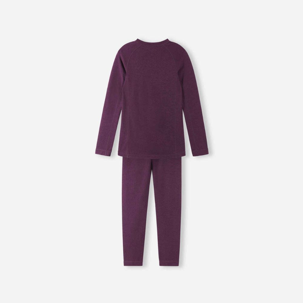 Reima Taitoa Merino Wool Thermal Underwear Set for Kids - Warm Winter Base Layer, Deep Purple - Perfect for Skiing, Snowboarding & Cold Weather Outdoor Activities