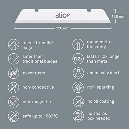 Slice 10540 Extra Long Industrial Blade - Advanced Ceramic Safety Knife with Serrated Tip, 11x Longer Lasting Than Metal Blades (24-Pack) | Perfect for Packaging, Cardboard Cutting & Industrial Applications