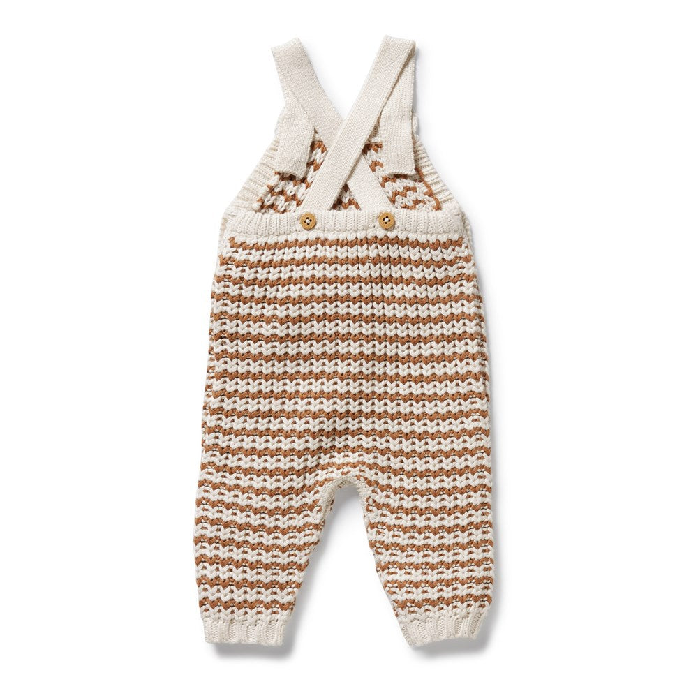 Organic Cinnamon Stripe Knitted Baby Overalls - Soft & Comfortable Cotton Jumpsuit for Infants & Toddlers (0-24 Months) - Perfect for Playtime, Nursery & Photo Shoots