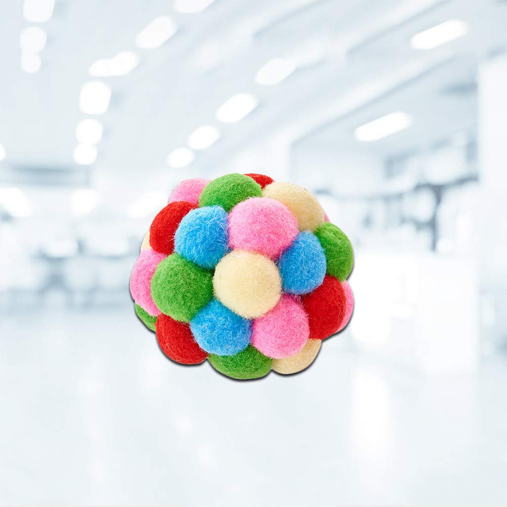 TEHAUX 3-Pack Rainbow Pompom Cat Toys - Interactive Plush Balls for Kittens, Fun Teasing & Biting Toy (7 Colors) - Perfect for Playtime, Training & Bonding with Your Cat
