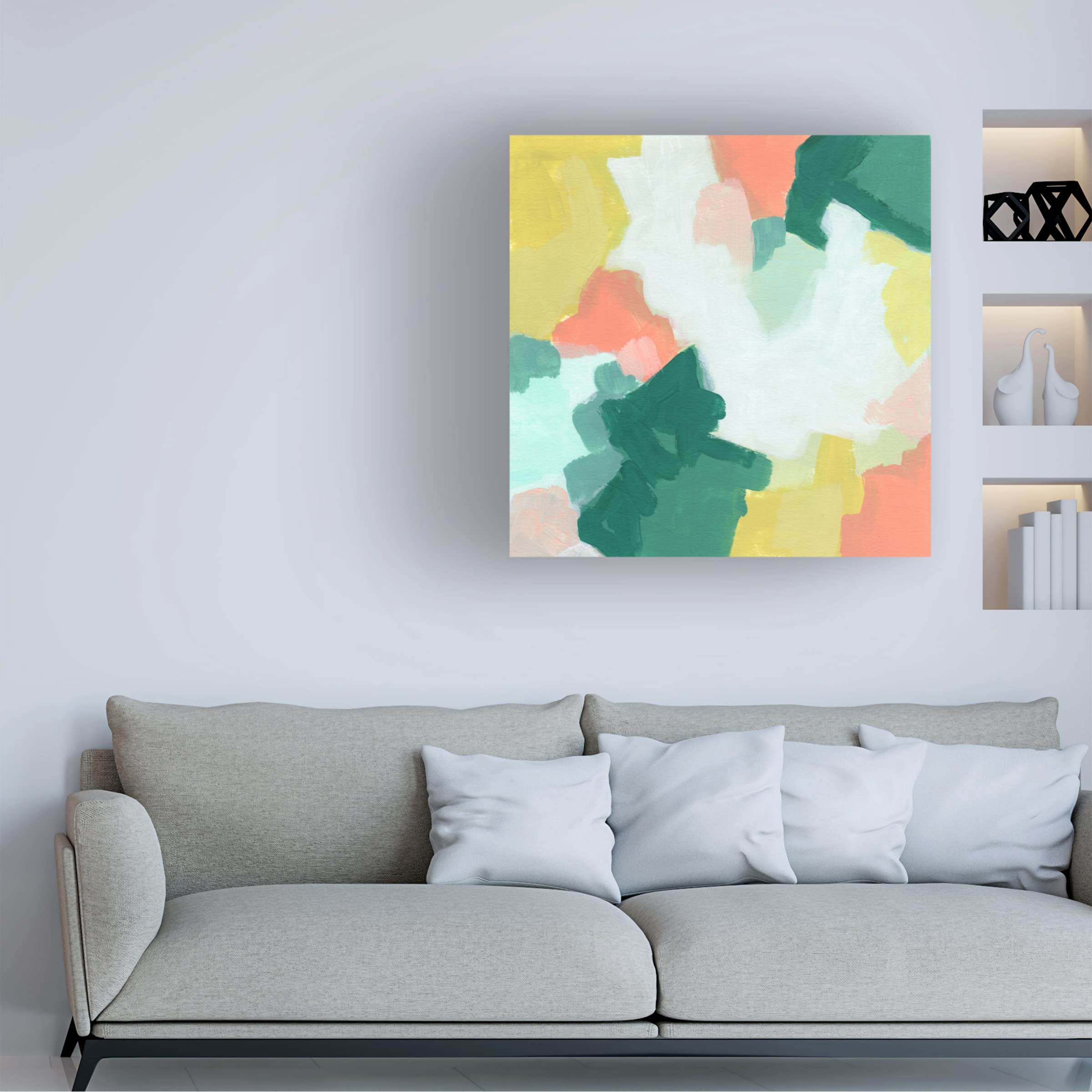 June Erica Vess 'Melon Mosaic III' Canvas Wall Art Print - Modern Abstract Fruit Painting for Living Room, Bedroom & Office Decor