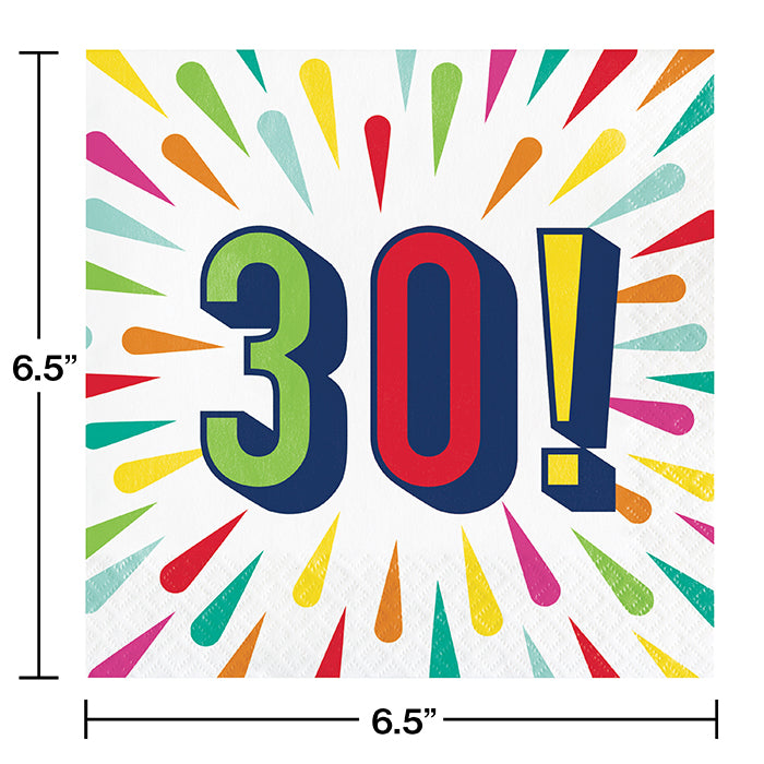 30-Pack Colorful Birthday Burst Luncheon Napkins - Premium Disposable Party Napkins for Birthday Celebrations, Baby Showers & Special Events